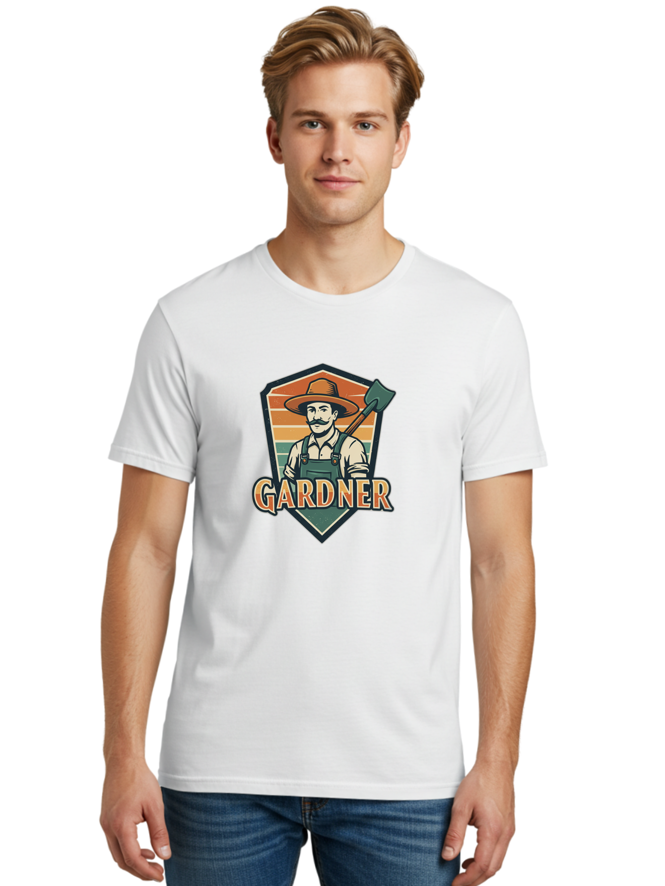 Gardner Men'S Graphic Tee, 100% Cotton, Comfortable Casual Summer Wear, Machine Washable, Gardener With A Hoe, Gardening Logo, Vintage Style, Outdoor Work, Rustic Charm, Gardening Tools, Agriculture, Gardening Profession Baa731