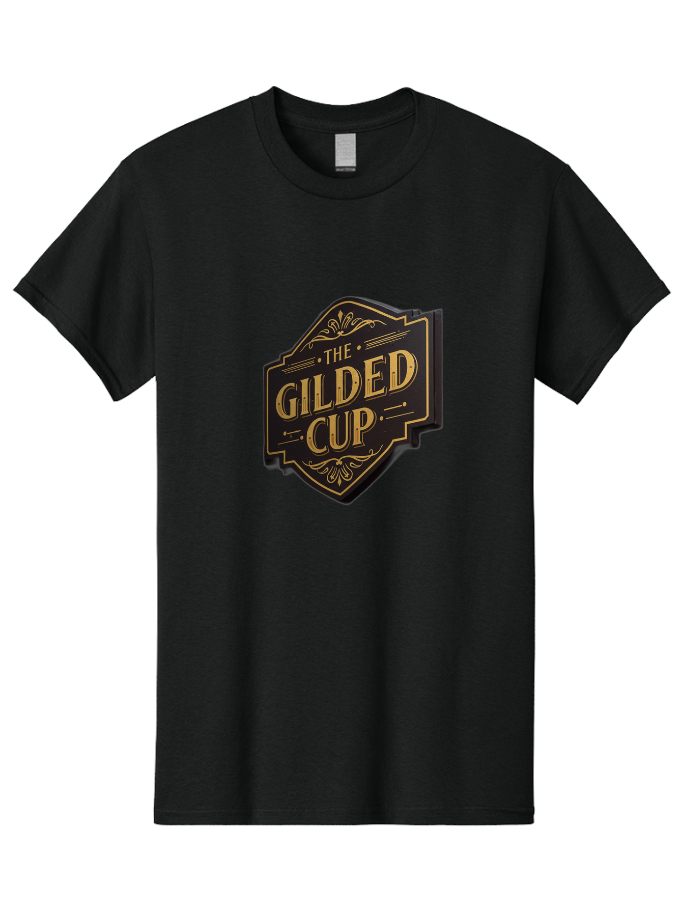 Gilded-Cup Men'S Graphic Tee, 100% Cotton, Comfortable Casual Summer Wear, Machine Washable, The Gilded Cup, Luxury Branding, Elegant Font, Gold And Black Logo, Vintage Style, Ornate Design, Sophistication, Premium Feel Baa736