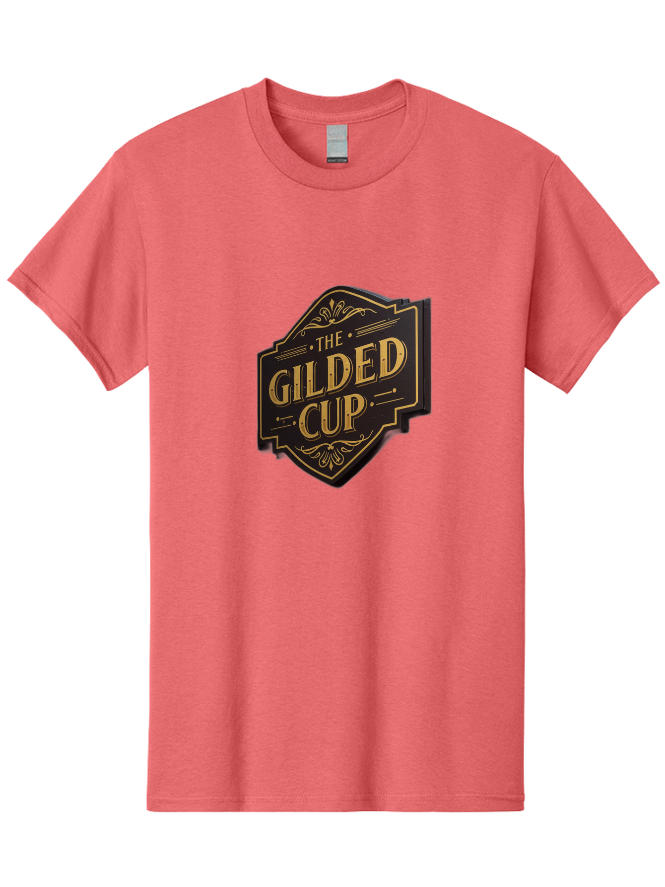 Gilded-Cup Men'S Graphic Tee, 100% Cotton, Comfortable Casual Summer Wear, Machine Washable, The Gilded Cup, Luxury Branding, Elegant Font, Gold And Black Logo, Vintage Style, Ornate Design, Sophistication, Premium Feel Baa736