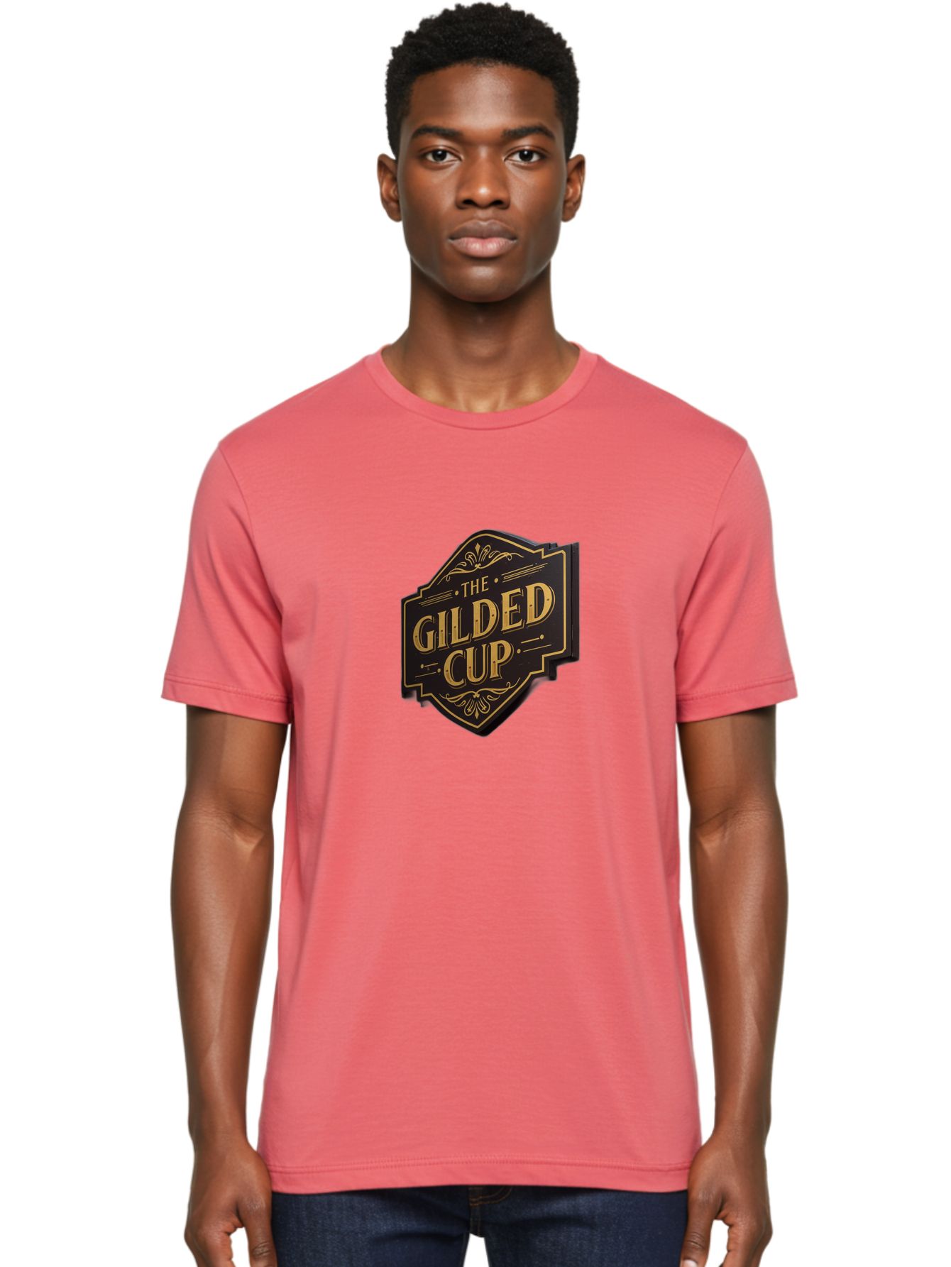 Gilded-Cup Men'S Graphic Tee, 100% Cotton, Comfortable Casual Summer Wear, Machine Washable, The Gilded Cup, Luxury Branding, Elegant Font, Gold And Black Logo, Vintage Style, Ornate Design, Sophistication, Premium Feel Baa736