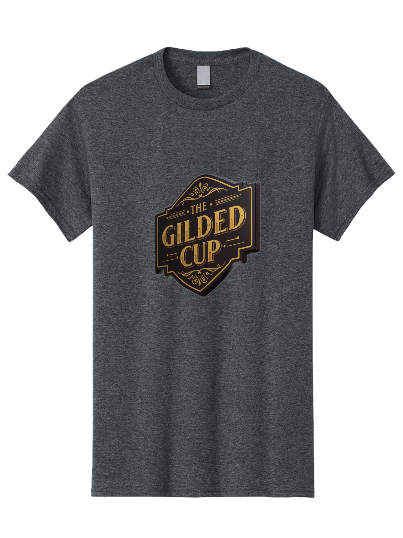 Gilded-Cup Men'S Graphic Tee, 100% Cotton, Comfortable Casual Summer Wear, Machine Washable, The Gilded Cup, Luxury Branding, Elegant Font, Gold And Black Logo, Vintage Style, Ornate Design, Sophistication, Premium Feel Baa736