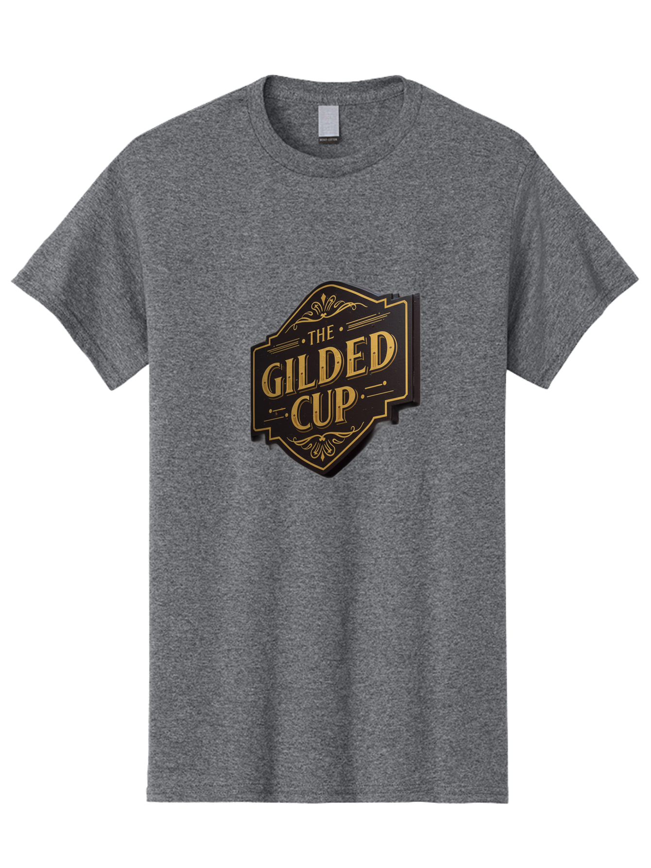 Gilded-Cup Men'S Graphic Tee, 100% Cotton, Comfortable Casual Summer Wear, Machine Washable, The Gilded Cup, Luxury Branding, Elegant Font, Gold And Black Logo, Vintage Style, Ornate Design, Sophistication, Premium Feel Baa736