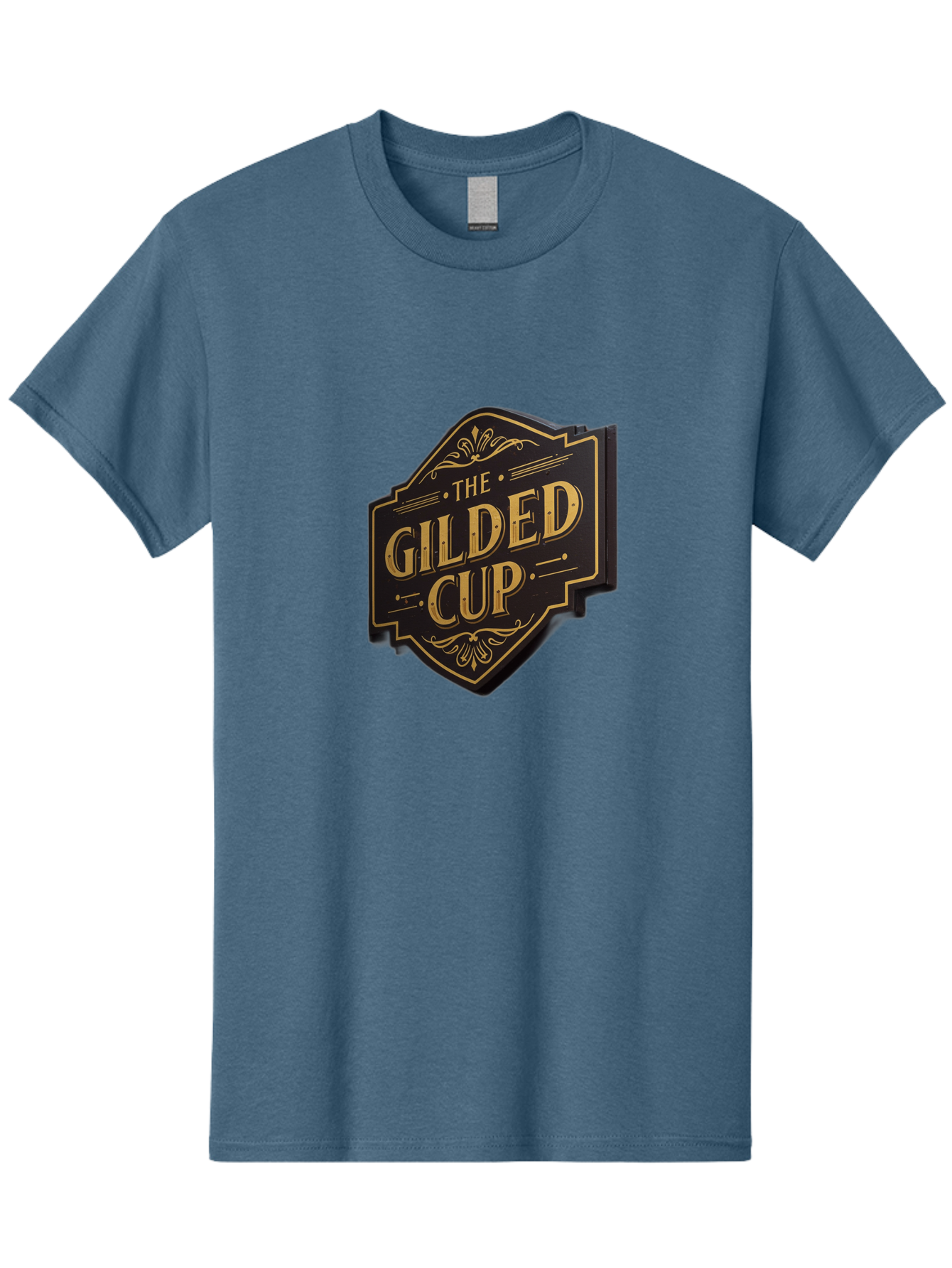 Gilded-Cup Men'S Graphic Tee, 100% Cotton, Comfortable Casual Summer Wear, Machine Washable, The Gilded Cup, Luxury Branding, Elegant Font, Gold And Black Logo, Vintage Style, Ornate Design, Sophistication, Premium Feel Baa736