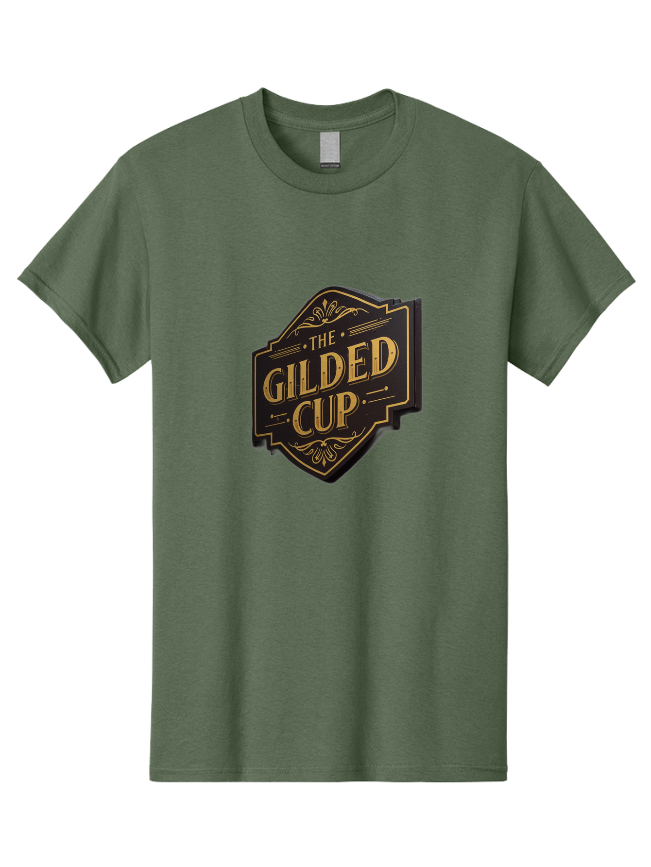 Gilded-Cup Men'S Graphic Tee, 100% Cotton, Comfortable Casual Summer Wear, Machine Washable, The Gilded Cup, Luxury Branding, Elegant Font, Gold And Black Logo, Vintage Style, Ornate Design, Sophistication, Premium Feel Baa736