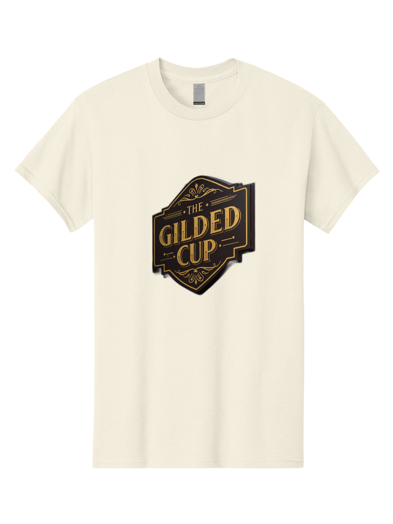 Gilded-Cup Men'S Graphic Tee, 100% Cotton, Comfortable Casual Summer Wear, Machine Washable, The Gilded Cup, Luxury Branding, Elegant Font, Gold And Black Logo, Vintage Style, Ornate Design, Sophistication, Premium Feel Baa736