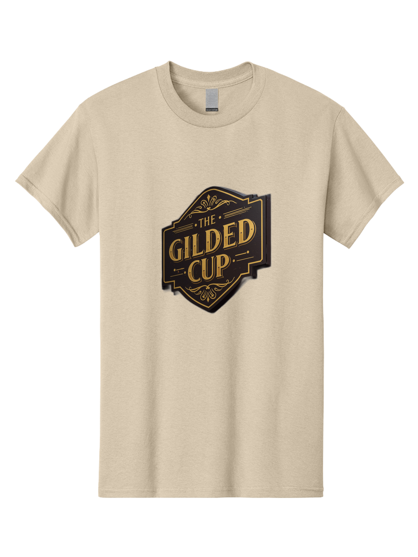 Gilded-Cup Men'S Graphic Tee, 100% Cotton, Comfortable Casual Summer Wear, Machine Washable, The Gilded Cup, Luxury Branding, Elegant Font, Gold And Black Logo, Vintage Style, Ornate Design, Sophistication, Premium Feel Baa736