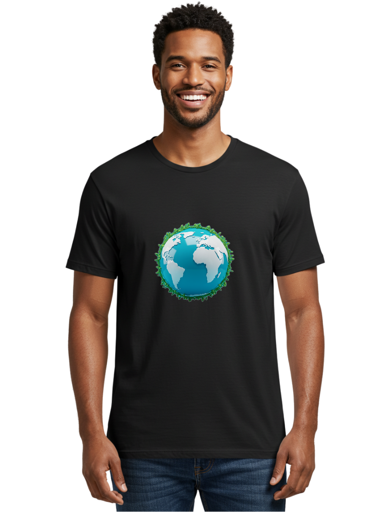 Globe-11 Men'S Graphic Tee, 100% Cotton, Comfortable Casual Summer Wear, Machine Washable, Globe Surrounded By Virus, Global Pandemic, Coronavirus Outbreak, Health Crisis, Worldwide Spread, Blue Earth, White Continents, Viral Infection, Baa740