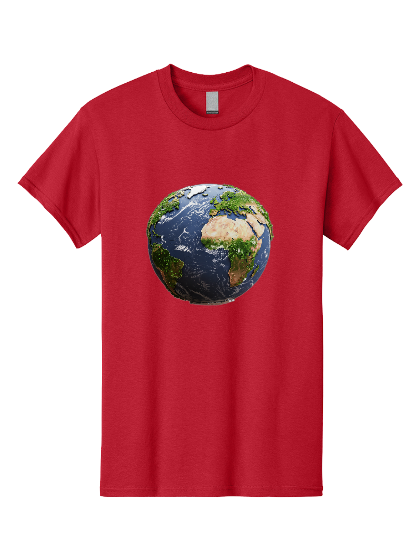 Globe-12 Men'S Graphic Tee, 100% Cotton, Comfortable Casual Summer Wear, Machine Washable, Globe Showing Africa, Europe, And Atlantic Ocean, Global View, Planet Earth, Continents, Oceans, Digital Rendering, 3D Visualization, World Map Baa741