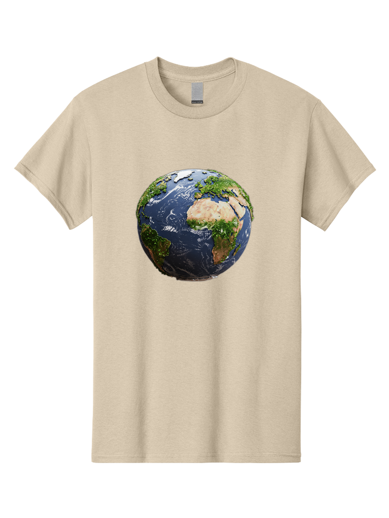 Globe-12 Men'S Graphic Tee, 100% Cotton, Comfortable Casual Summer Wear, Machine Washable, Globe Showing Africa, Europe, And Atlantic Ocean, Global View, Planet Earth, Continents, Oceans, Digital Rendering, 3D Visualization, World Map Baa741