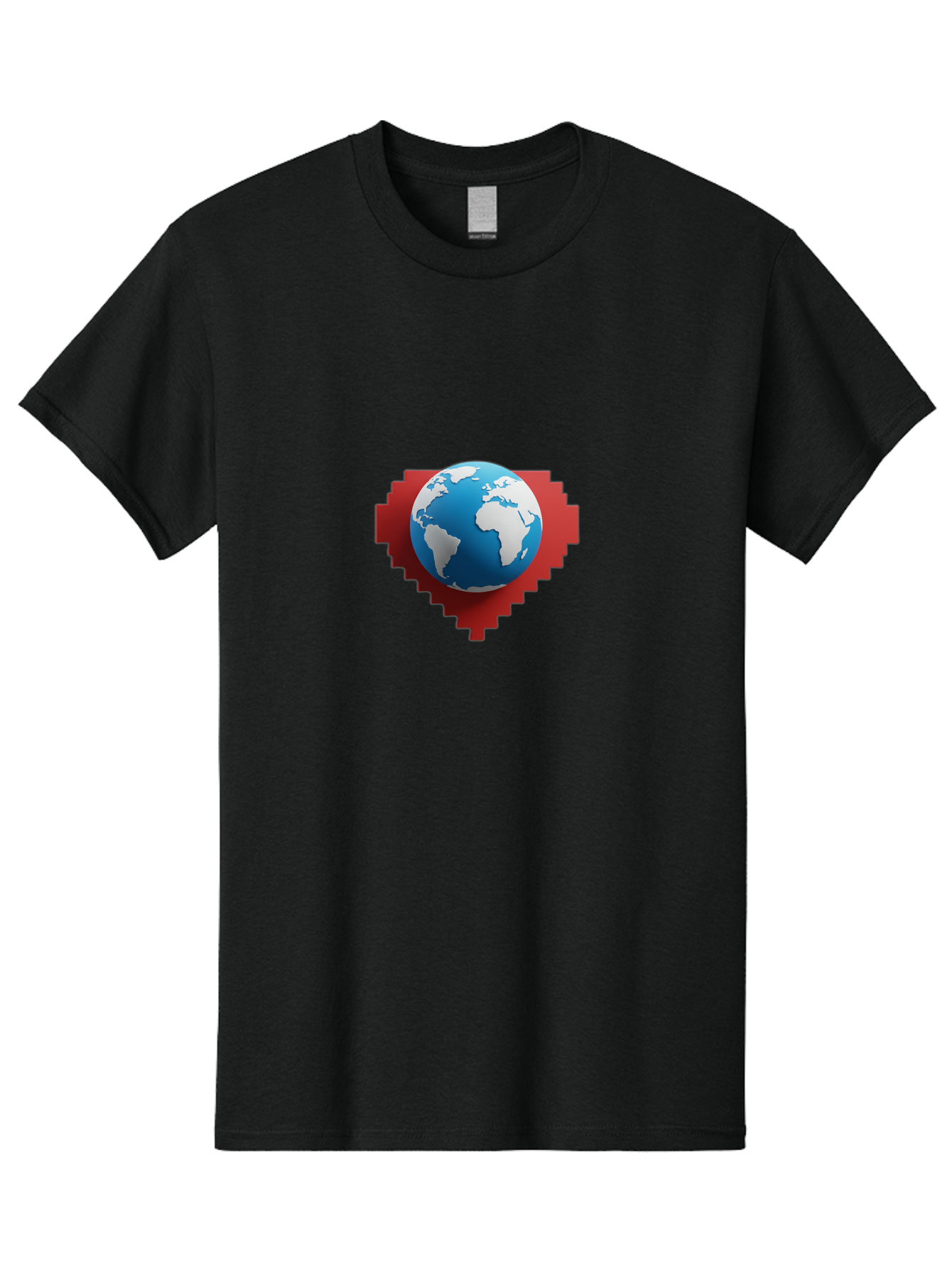 Globe-4 Men'S Graphic Tee, 100% Cotton, Comfortable Casual Summer Wear, Machine Washable, Globe Centered On Red Heart, Global Unity, Love For Earth, World Harmony, Digital Illustration, 3D Globe, Heart Shape, International Cooperation, Baa744