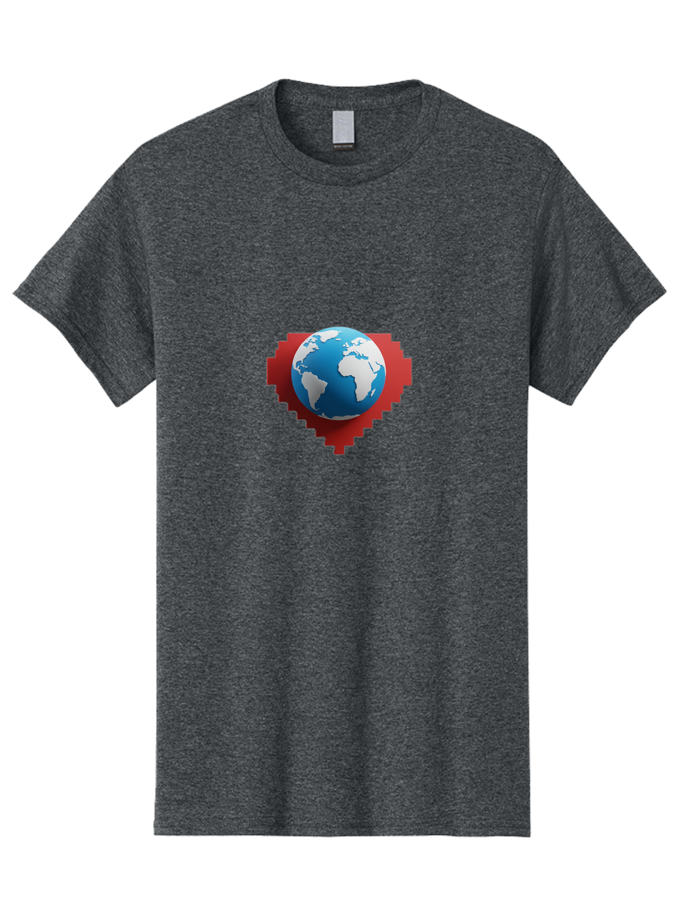 Globe-4 Men'S Graphic Tee, 100% Cotton, Comfortable Casual Summer Wear, Machine Washable, Globe Centered On Red Heart, Global Unity, Love For Earth, World Harmony, Digital Illustration, 3D Globe, Heart Shape, International Cooperation, Baa744