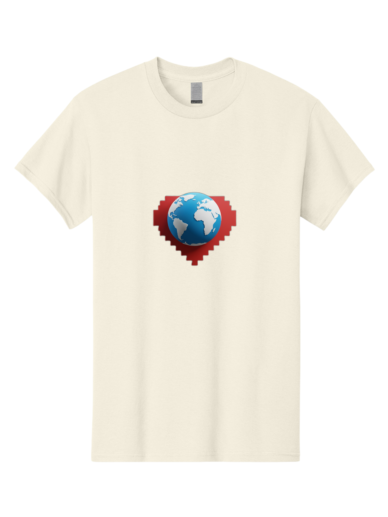 Globe-4 Men'S Graphic Tee, 100% Cotton, Comfortable Casual Summer Wear, Machine Washable, Globe Centered On Red Heart, Global Unity, Love For Earth, World Harmony, Digital Illustration, 3D Globe, Heart Shape, International Cooperation, Baa744