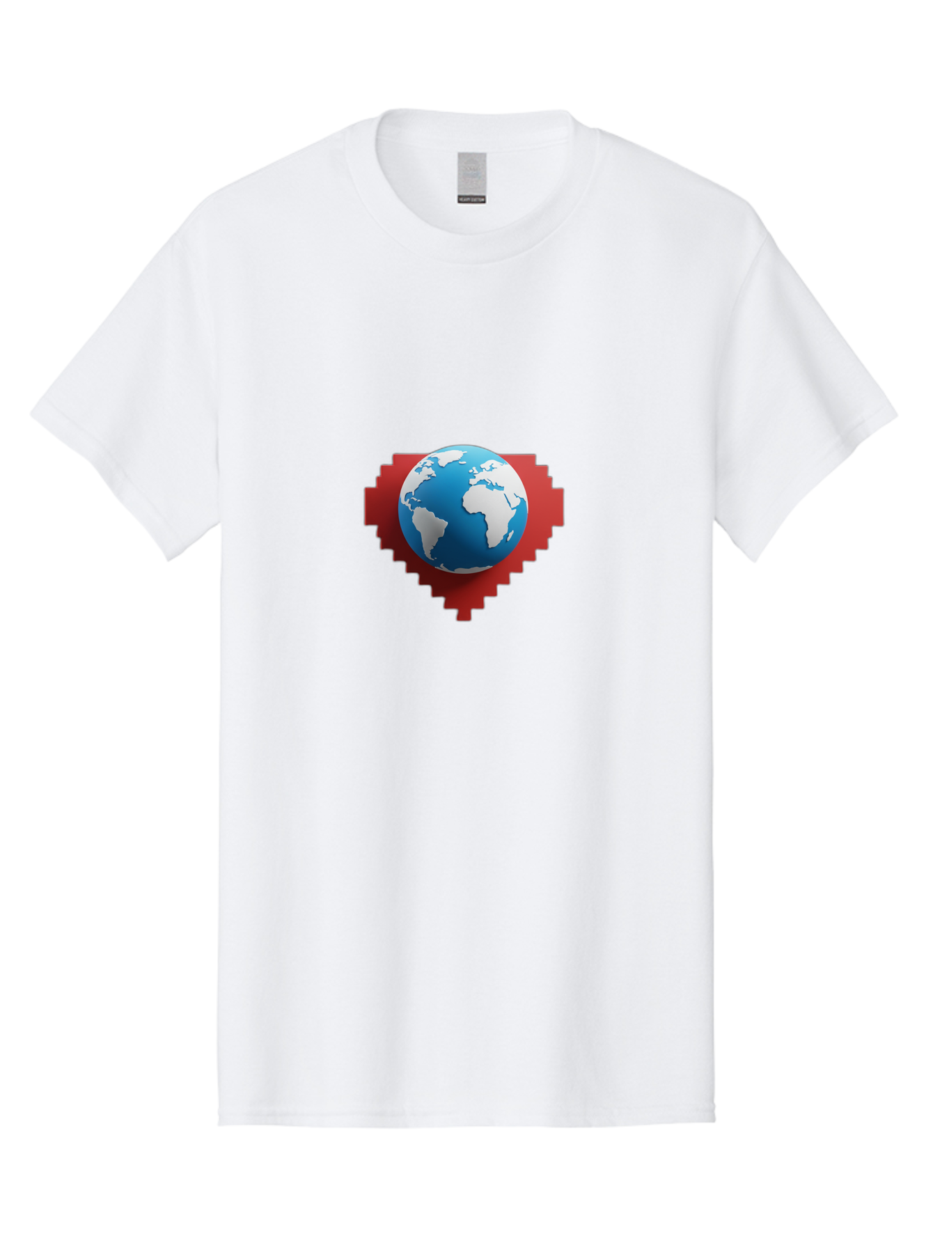 Globe-4 Men'S Graphic Tee, 100% Cotton, Comfortable Casual Summer Wear, Machine Washable, Globe Centered On Red Heart, Global Unity, Love For Earth, World Harmony, Digital Illustration, 3D Globe, Heart Shape, International Cooperation, Baa744