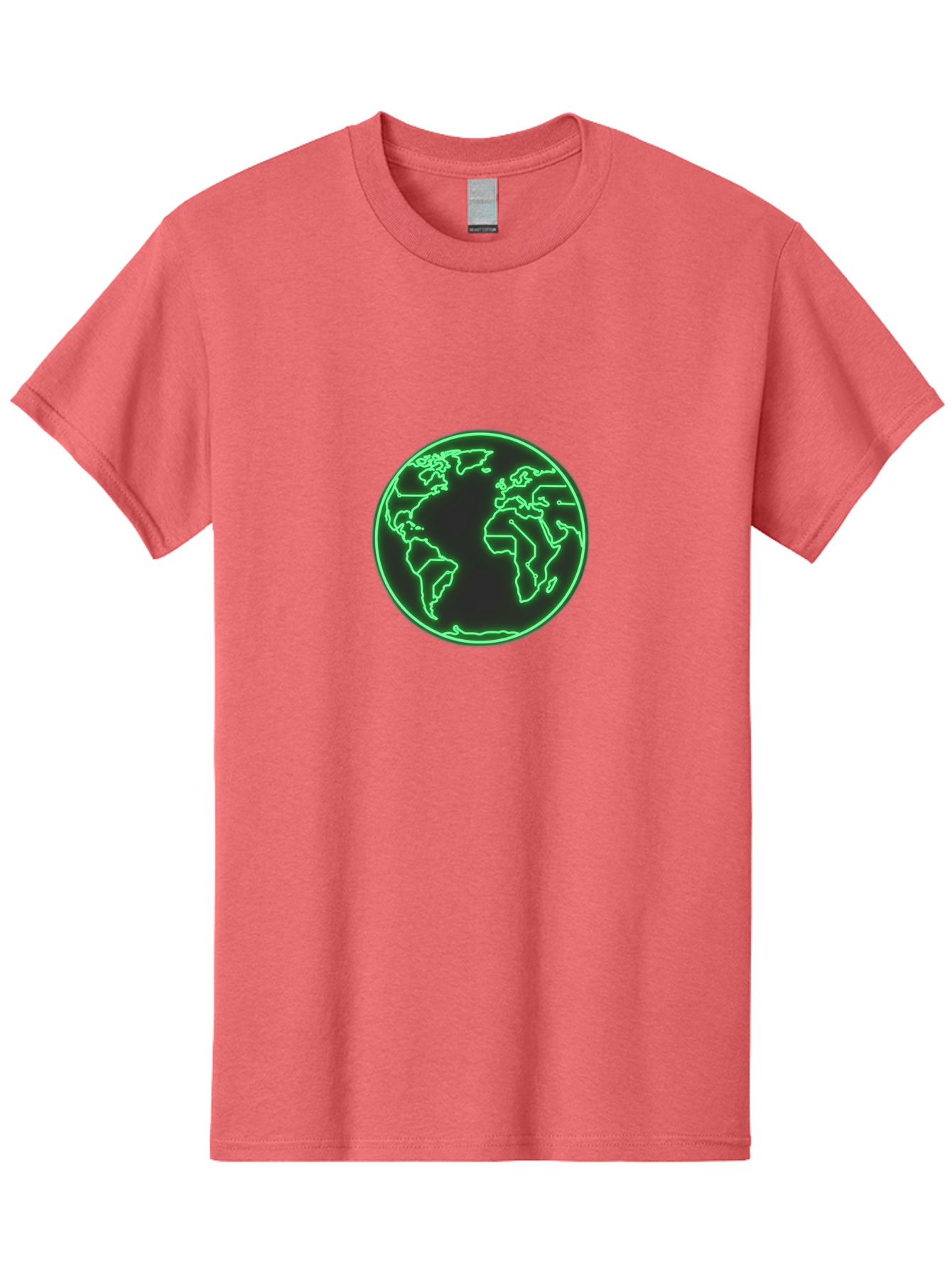 Globe-7 Men'S Graphic Tee, 100% Cotton, Comfortable Casual Summer Wear, Machine Washable, Globe Icon, World Map, Global Illustration, Neon Outline, Minimalist Design, Earth Symbol, International Representation Baa747