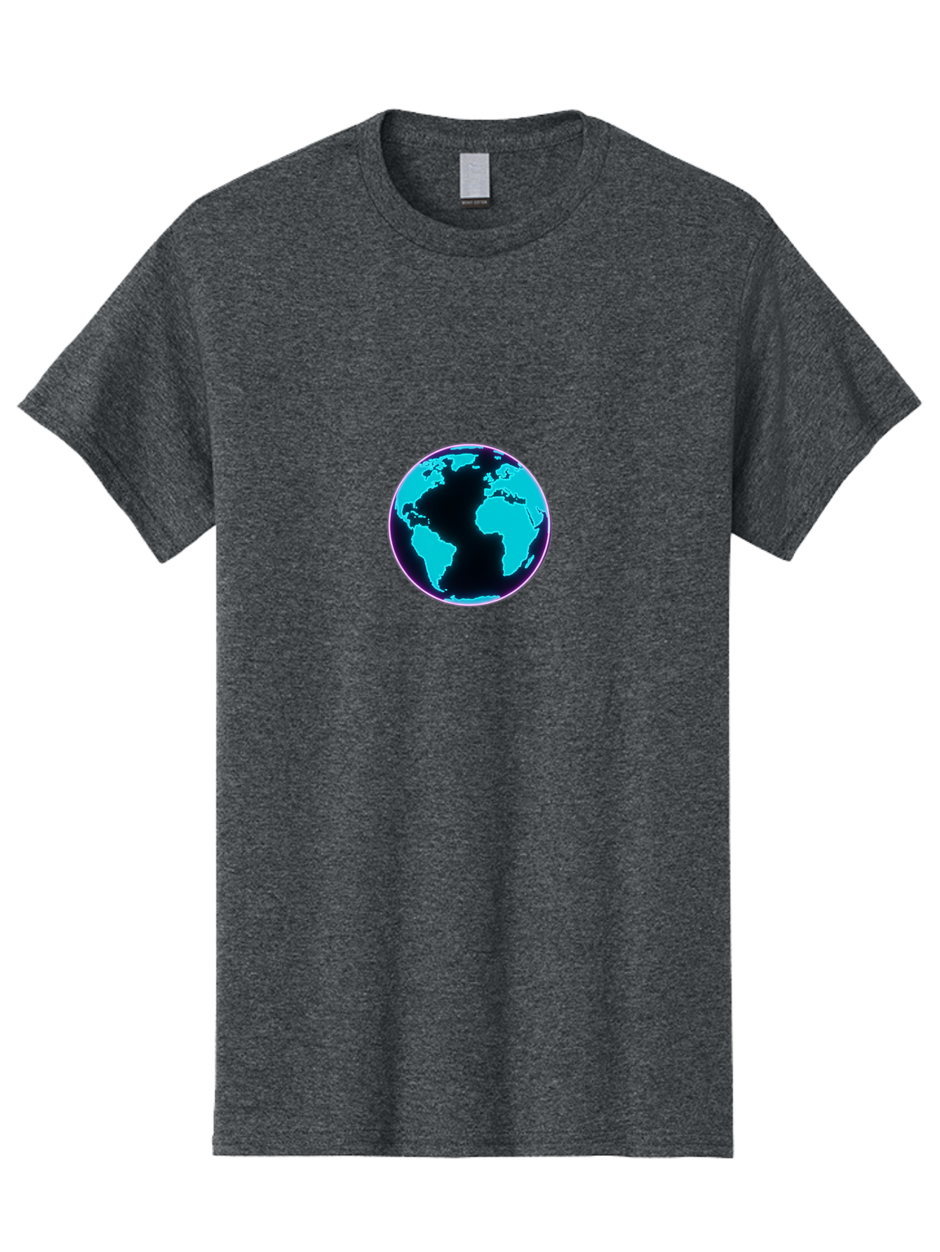 Globe-9 Men'S Graphic Tee, 100% Cotton, Comfortable Casual Summer Wear, Machine Washable, Globe, World Map, Blue And Black Silhouette, Centered, Visual Representation, Earth'S Surface, Americas Centered, Pink Outline, Modern Design, Baa749