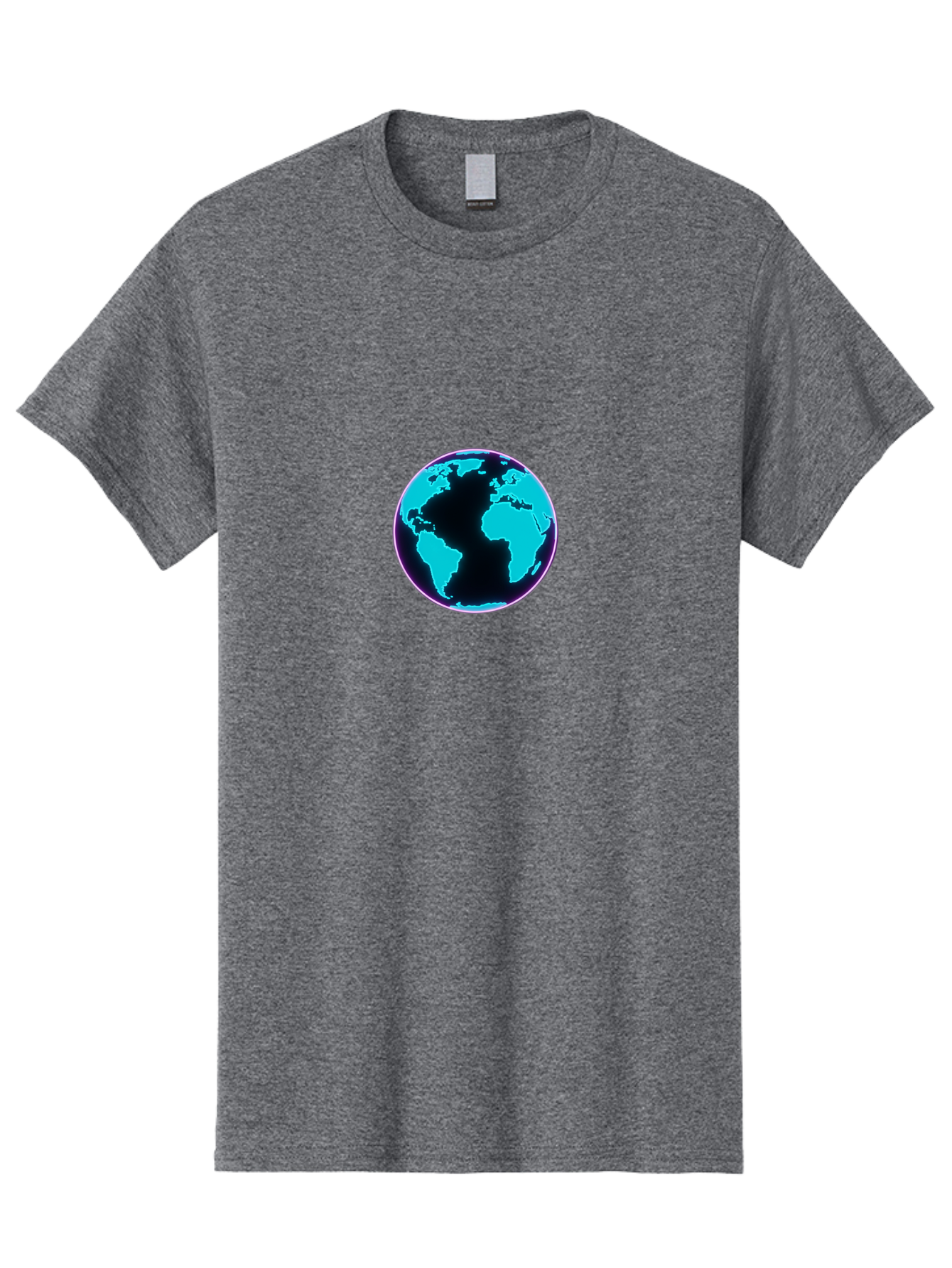 Globe-9 Men'S Graphic Tee, 100% Cotton, Comfortable Casual Summer Wear, Machine Washable, Globe, World Map, Blue And Black Silhouette, Centered, Visual Representation, Earth'S Surface, Americas Centered, Pink Outline, Modern Design, Baa749