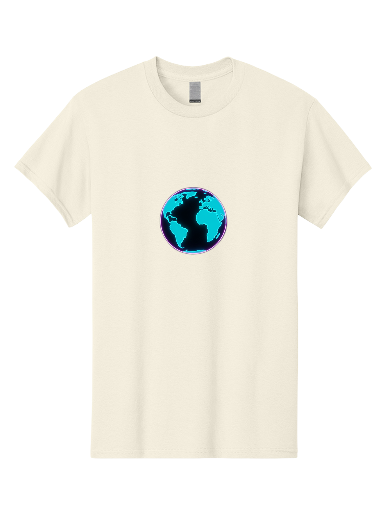 Globe-9 Men'S Graphic Tee, 100% Cotton, Comfortable Casual Summer Wear, Machine Washable, Globe, World Map, Blue And Black Silhouette, Centered, Visual Representation, Earth'S Surface, Americas Centered, Pink Outline, Modern Design, Baa749