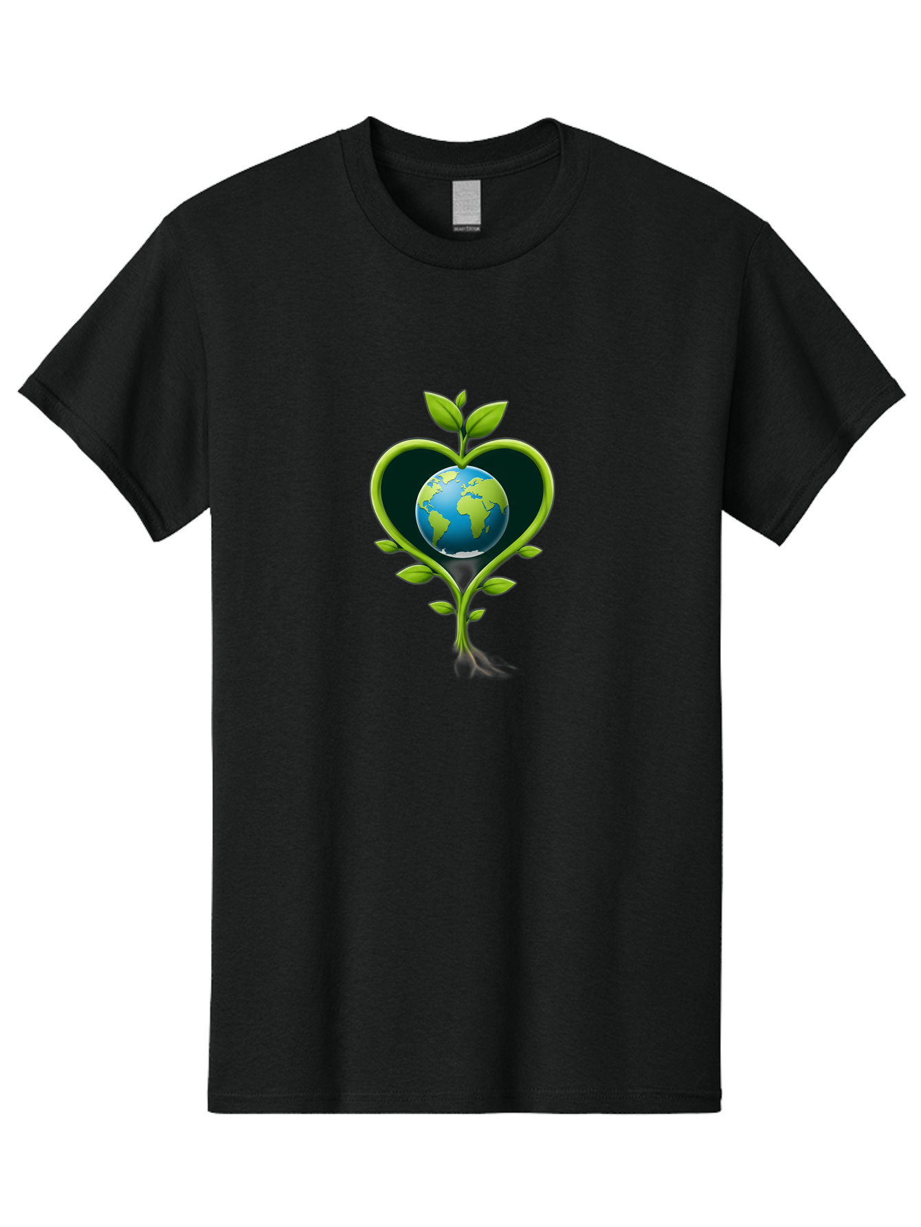 Globe-In-Heart-1 Men'S Graphic Tee, 100% Cotton, Comfortable Casual Summer Wear, Machine Washable, Globe In Heart Shape, Love For The Planet, Eco-Friendly, Green Leaves, Environmental Conservation, Sustainable Living, Earth Care, Heartwarming, Baa752