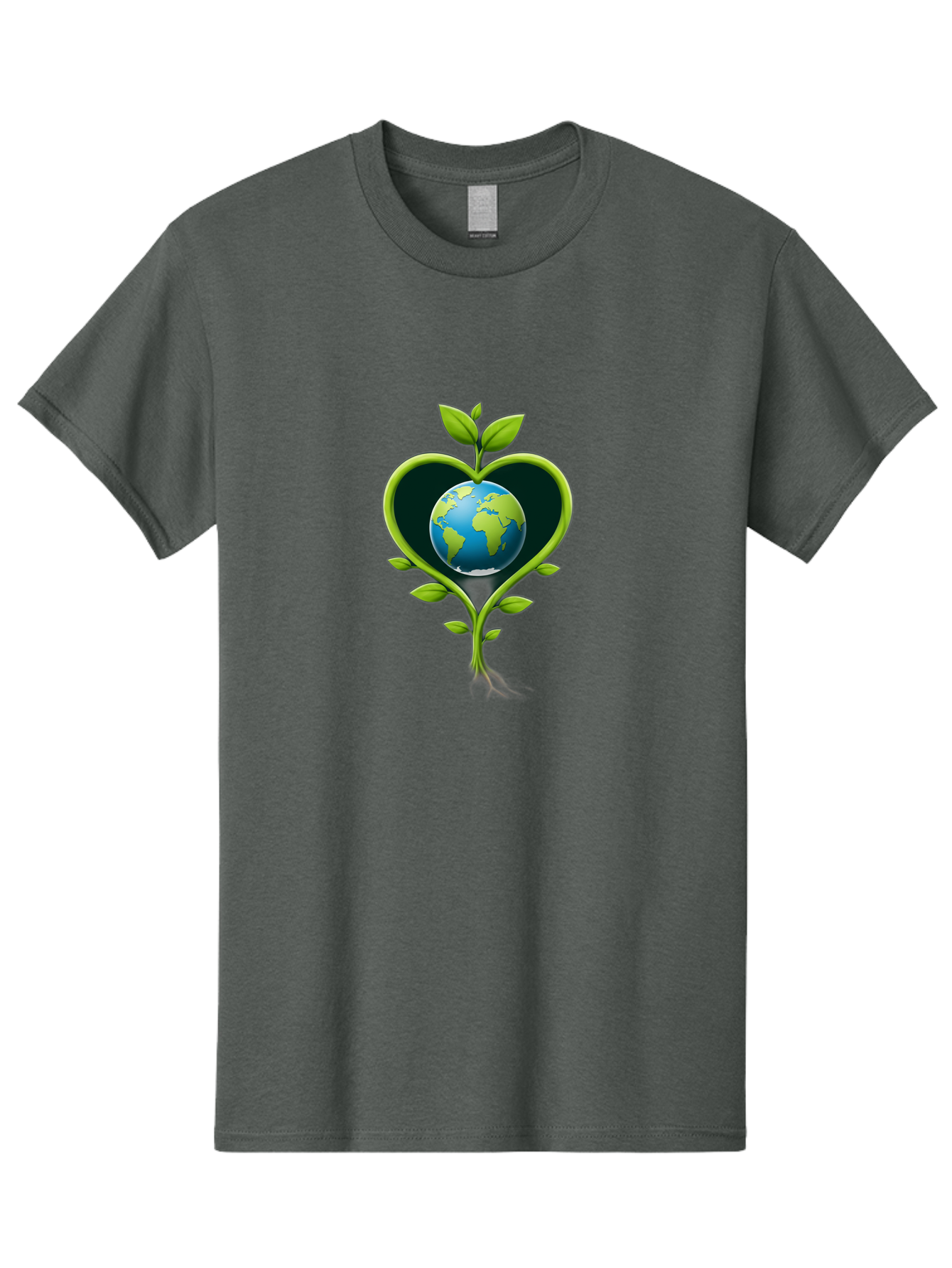 Globe-In-Heart-1 Men'S Graphic Tee, 100% Cotton, Comfortable Casual Summer Wear, Machine Washable, Globe In Heart Shape, Love For The Planet, Eco-Friendly, Green Leaves, Environmental Conservation, Sustainable Living, Earth Care, Heartwarming, Baa752