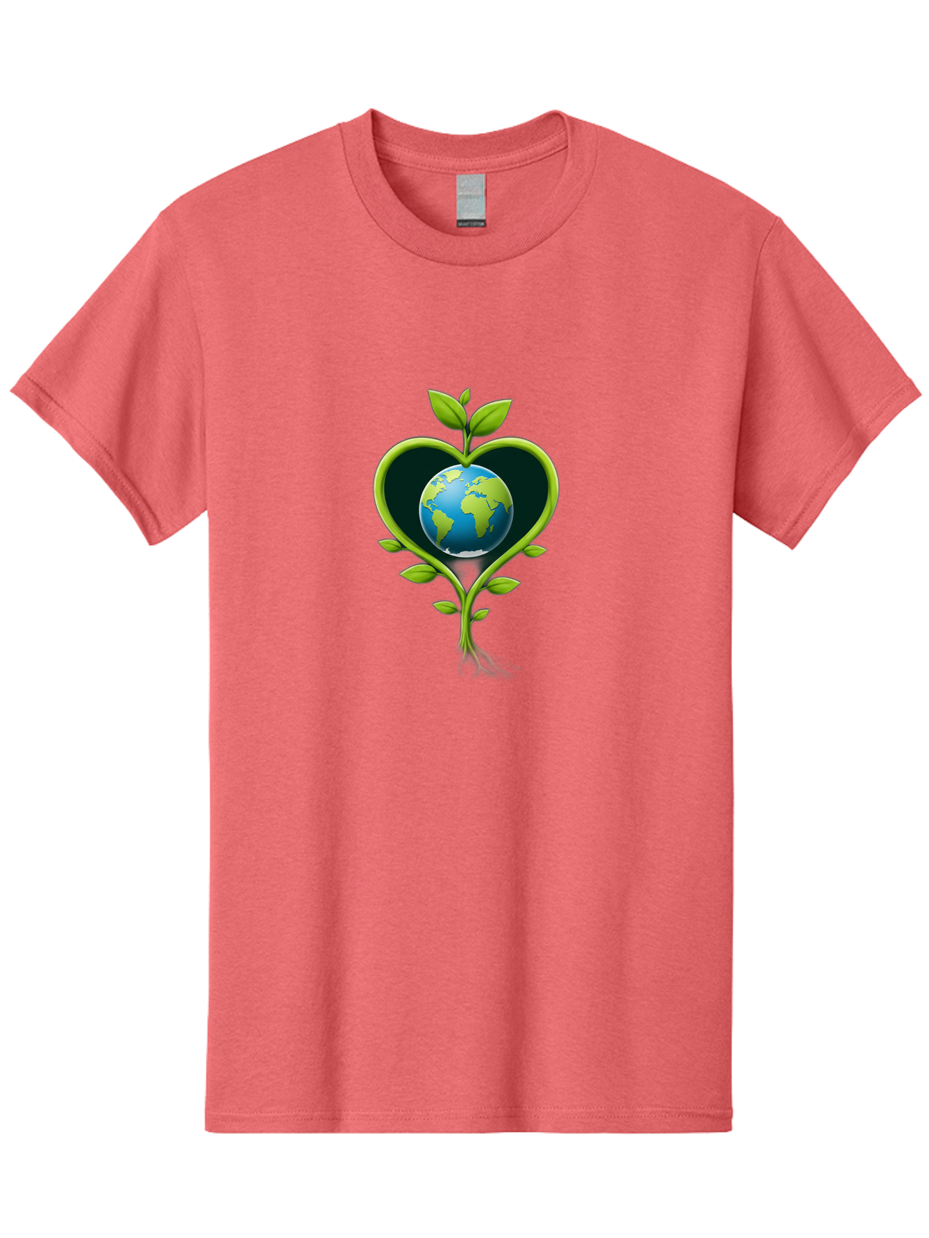 Globe-In-Heart-1 Men'S Graphic Tee, 100% Cotton, Comfortable Casual Summer Wear, Machine Washable, Globe In Heart Shape, Love For The Planet, Eco-Friendly, Green Leaves, Environmental Conservation, Sustainable Living, Earth Care, Heartwarming, Baa752