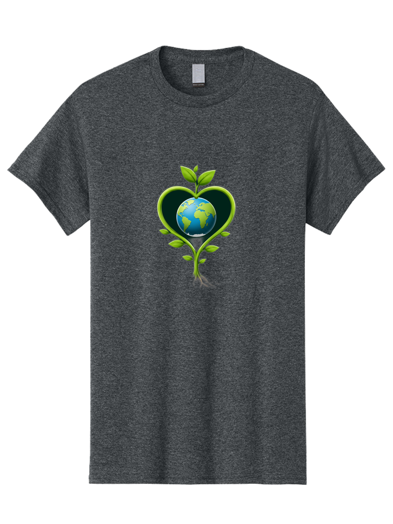 Globe-In-Heart-1 Men'S Graphic Tee, 100% Cotton, Comfortable Casual Summer Wear, Machine Washable, Globe In Heart Shape, Love For The Planet, Eco-Friendly, Green Leaves, Environmental Conservation, Sustainable Living, Earth Care, Heartwarming, Baa752