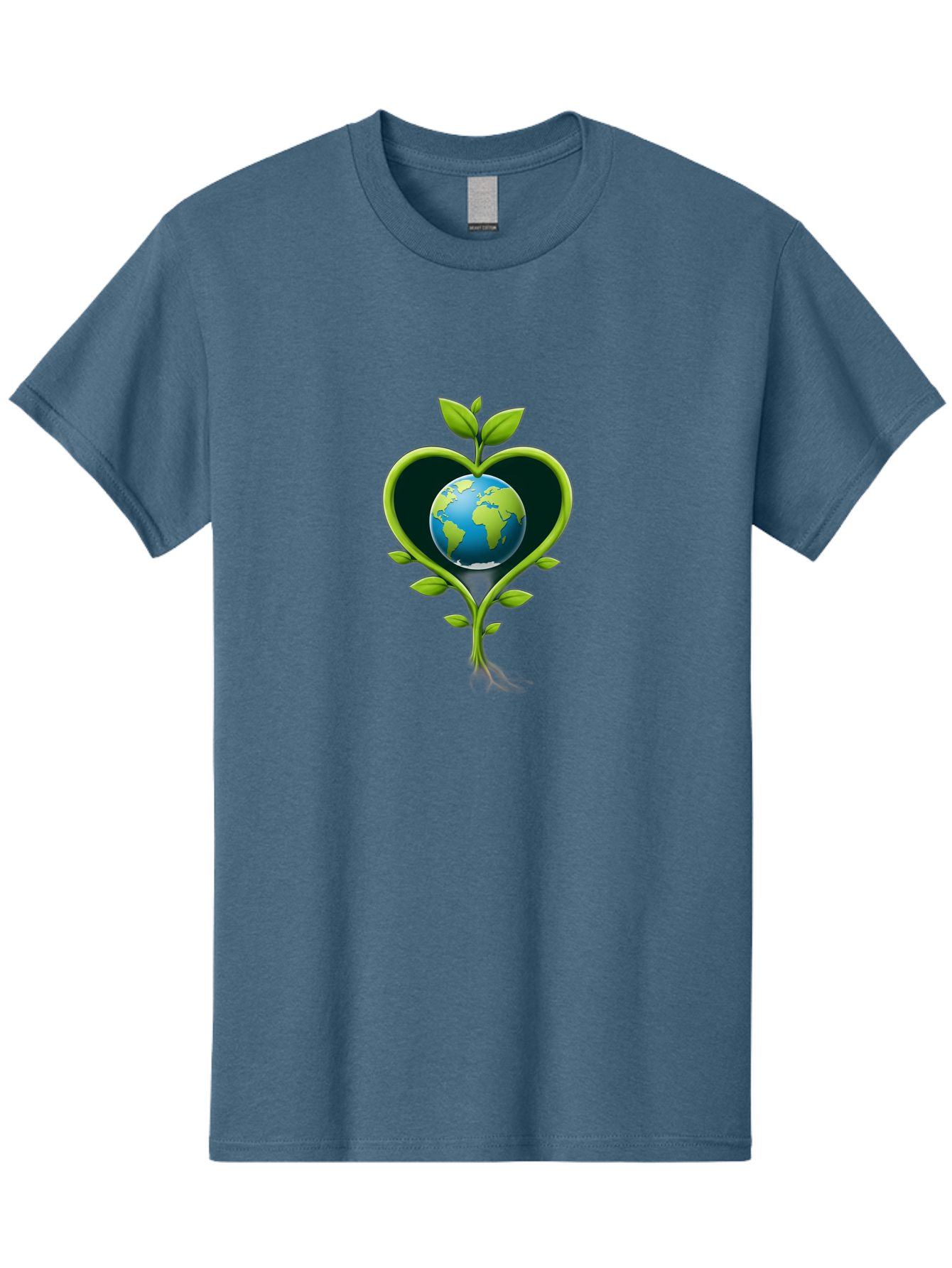 Globe-In-Heart-1 Men'S Graphic Tee, 100% Cotton, Comfortable Casual Summer Wear, Machine Washable, Globe In Heart Shape, Love For The Planet, Eco-Friendly, Green Leaves, Environmental Conservation, Sustainable Living, Earth Care, Heartwarming, Baa752