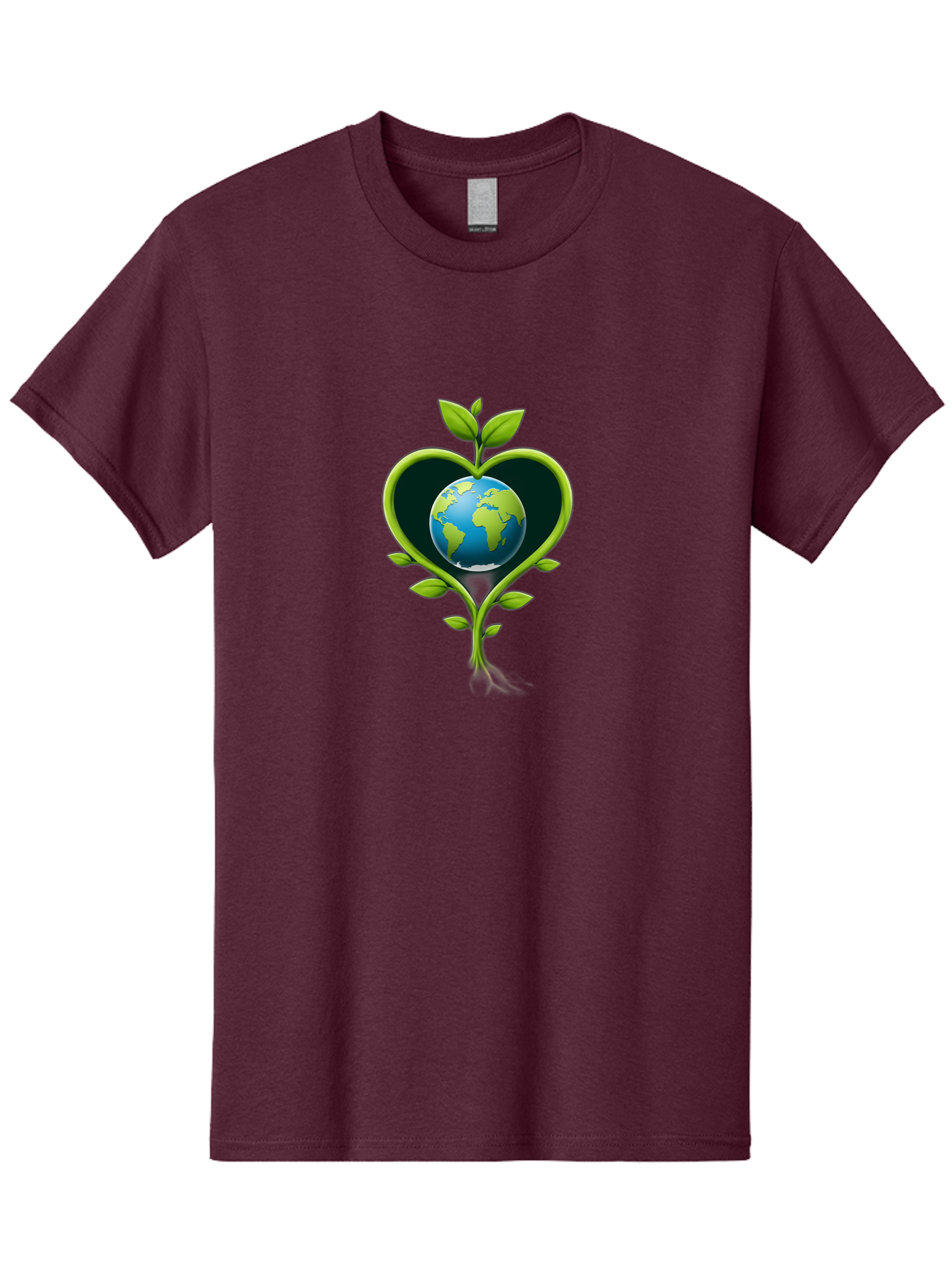 Globe-In-Heart-1 Men'S Graphic Tee, 100% Cotton, Comfortable Casual Summer Wear, Machine Washable, Globe In Heart Shape, Love For The Planet, Eco-Friendly, Green Leaves, Environmental Conservation, Sustainable Living, Earth Care, Heartwarming, Baa752