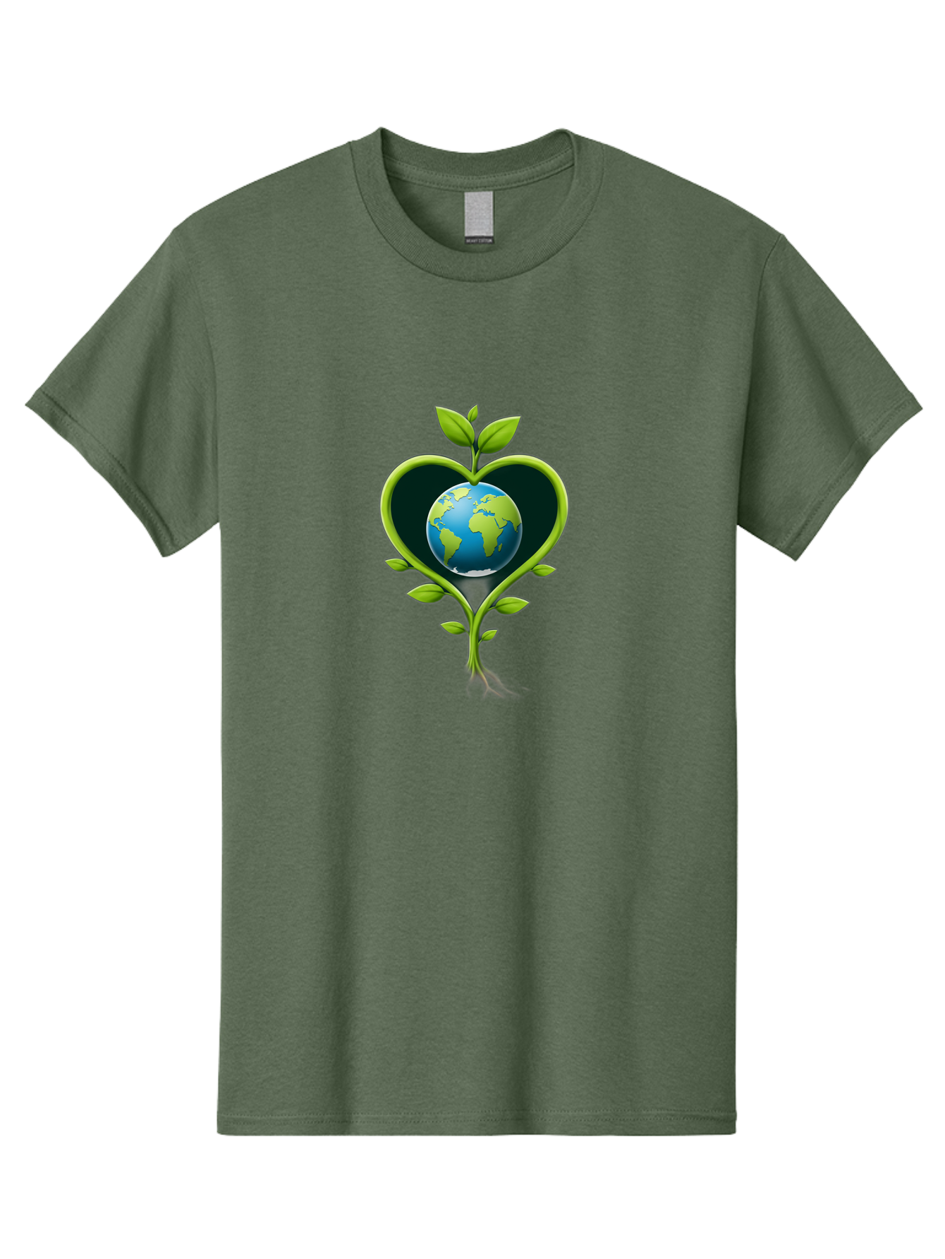Globe-In-Heart-1 Men'S Graphic Tee, 100% Cotton, Comfortable Casual Summer Wear, Machine Washable, Globe In Heart Shape, Love For The Planet, Eco-Friendly, Green Leaves, Environmental Conservation, Sustainable Living, Earth Care, Heartwarming, Baa752