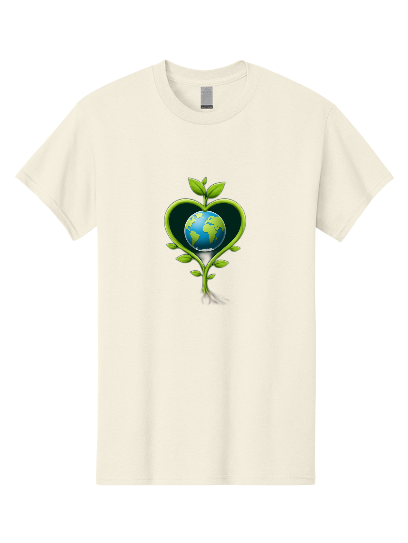 Globe-In-Heart-1 Men'S Graphic Tee, 100% Cotton, Comfortable Casual Summer Wear, Machine Washable, Globe In Heart Shape, Love For The Planet, Eco-Friendly, Green Leaves, Environmental Conservation, Sustainable Living, Earth Care, Heartwarming, Baa752