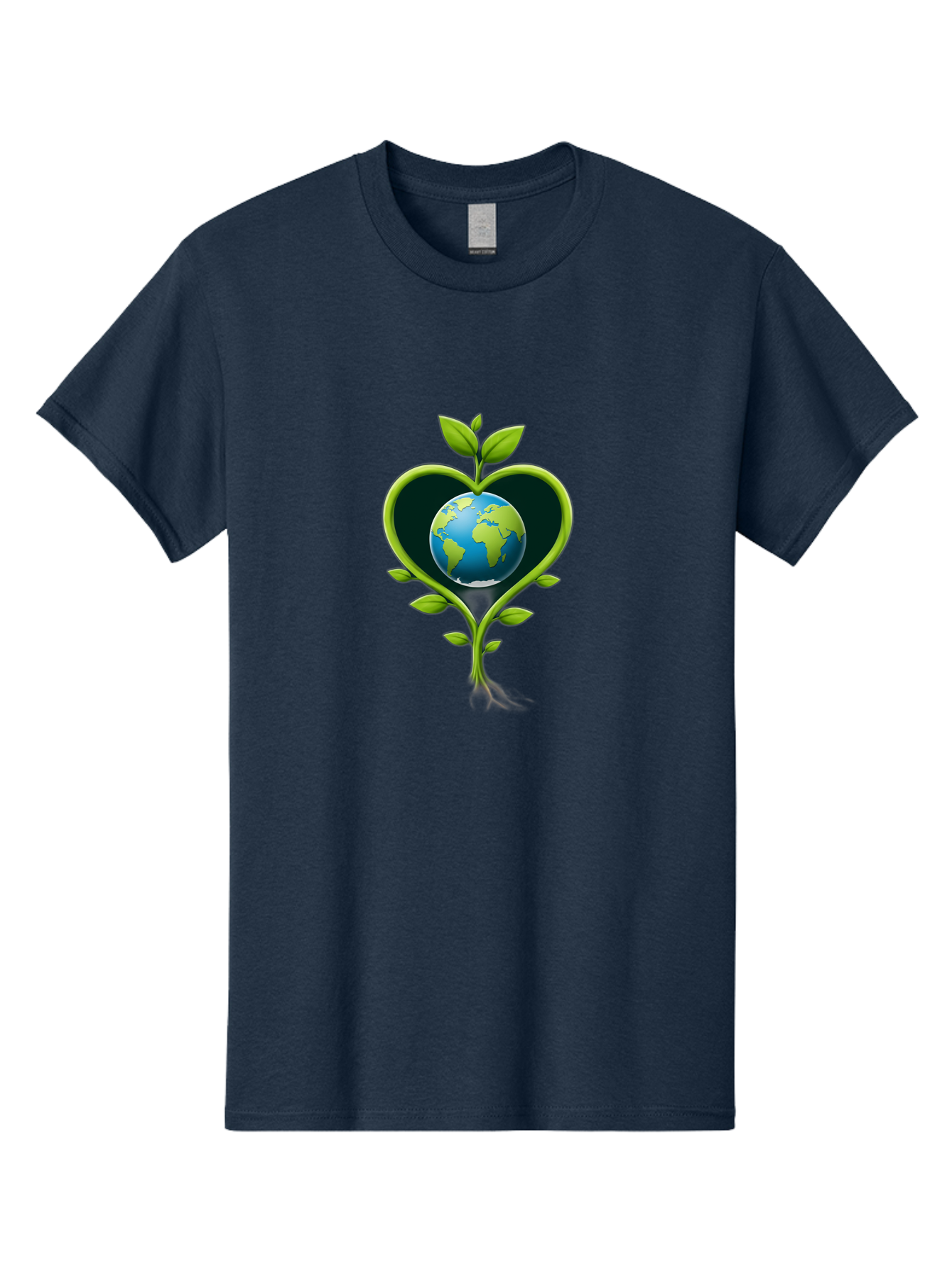 Globe-In-Heart-1 Men'S Graphic Tee, 100% Cotton, Comfortable Casual Summer Wear, Machine Washable, Globe In Heart Shape, Love For The Planet, Eco-Friendly, Green Leaves, Environmental Conservation, Sustainable Living, Earth Care, Heartwarming, Baa752