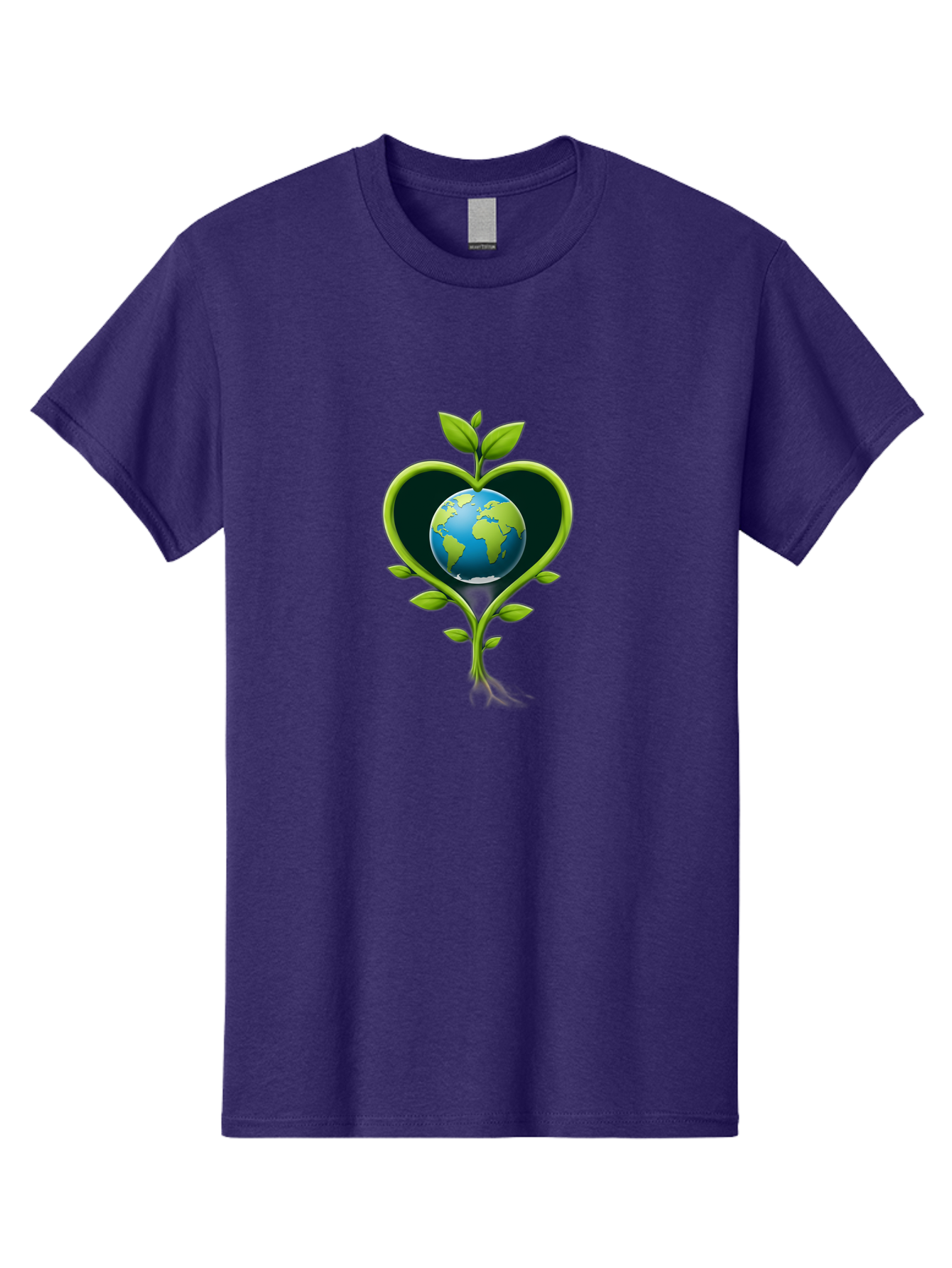 Globe-In-Heart-1 Men'S Graphic Tee, 100% Cotton, Comfortable Casual Summer Wear, Machine Washable, Globe In Heart Shape, Love For The Planet, Eco-Friendly, Green Leaves, Environmental Conservation, Sustainable Living, Earth Care, Heartwarming, Baa752