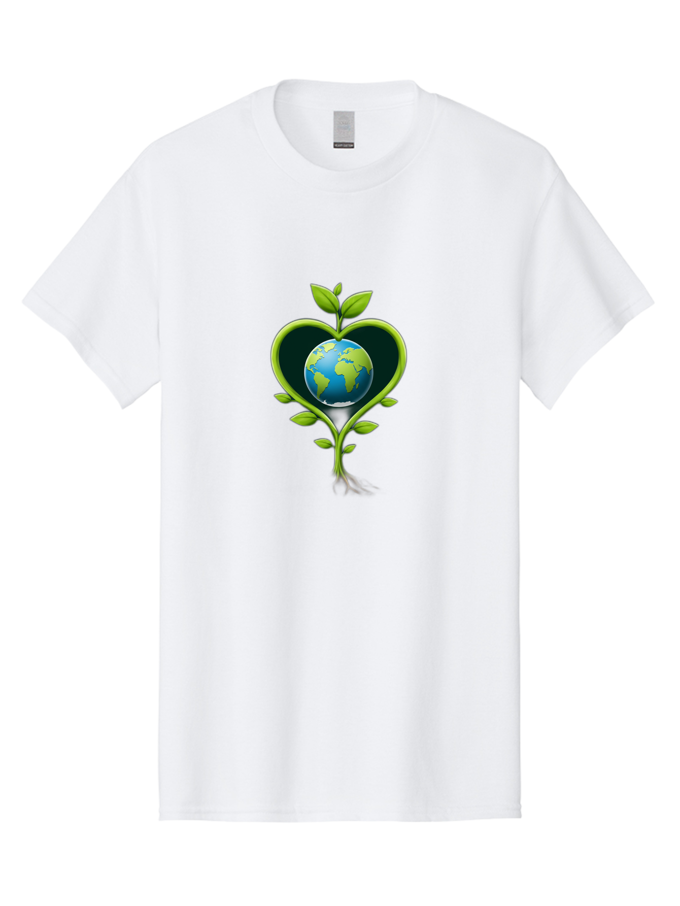 Globe-In-Heart-1 Men'S Graphic Tee, 100% Cotton, Comfortable Casual Summer Wear, Machine Washable, Globe In Heart Shape, Love For The Planet, Eco-Friendly, Green Leaves, Environmental Conservation, Sustainable Living, Earth Care, Heartwarming, Baa752