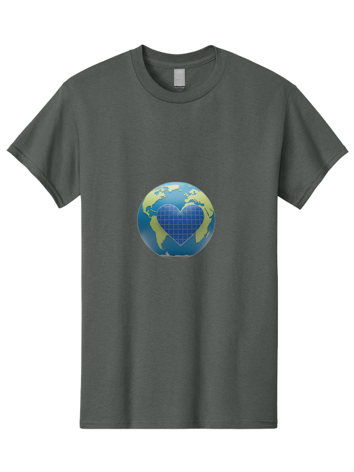 Globe-With-Heart Men'S Graphic Tee, 100% Cotton, Comfortable Casual Summer Wear, Machine Washable, Globe With Heart Shape, World Map, Love For The Planet, Eco-Friendly, Sustainable Living, Global Unity, Heart-Shaped Grid, Baa755