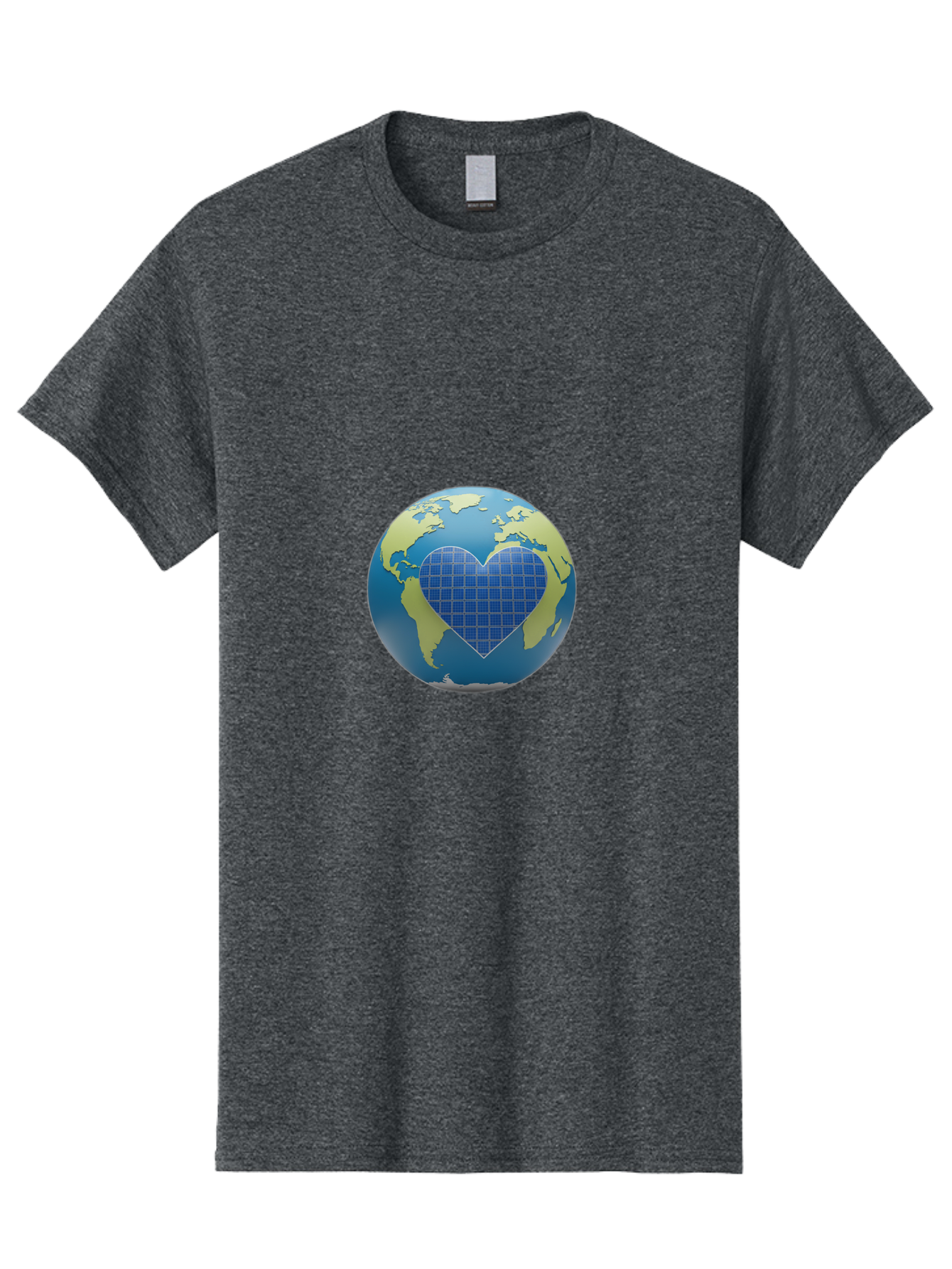 Globe-With-Heart Men'S Graphic Tee, 100% Cotton, Comfortable Casual Summer Wear, Machine Washable, Globe With Heart Shape, World Map, Love For The Planet, Eco-Friendly, Sustainable Living, Global Unity, Heart-Shaped Grid, Baa755