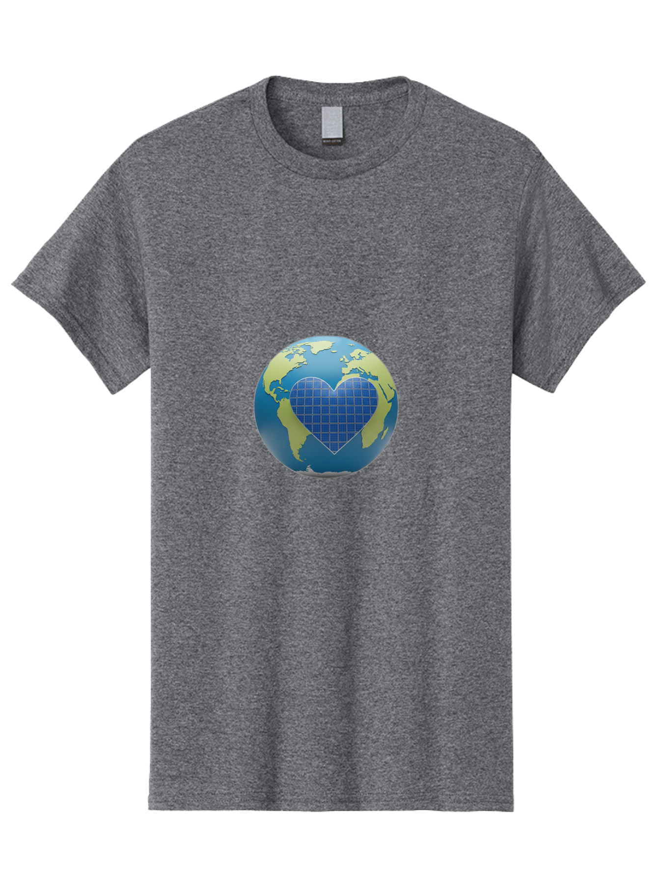 Globe-With-Heart Men'S Graphic Tee, 100% Cotton, Comfortable Casual Summer Wear, Machine Washable, Globe With Heart Shape, World Map, Love For The Planet, Eco-Friendly, Sustainable Living, Global Unity, Heart-Shaped Grid, Baa755
