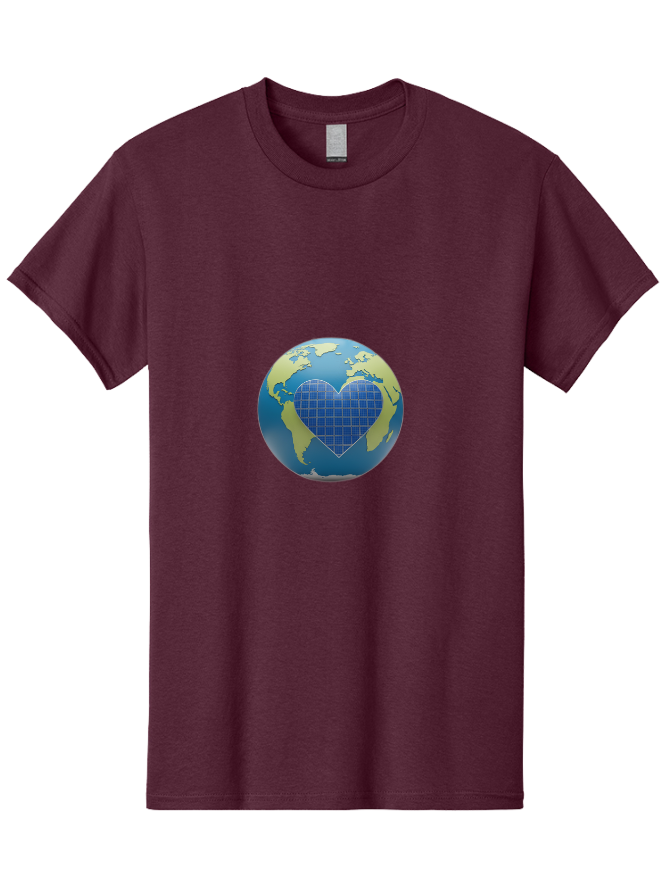 Globe-With-Heart Men'S Graphic Tee, 100% Cotton, Comfortable Casual Summer Wear, Machine Washable, Globe With Heart Shape, World Map, Love For The Planet, Eco-Friendly, Sustainable Living, Global Unity, Heart-Shaped Grid, Baa755