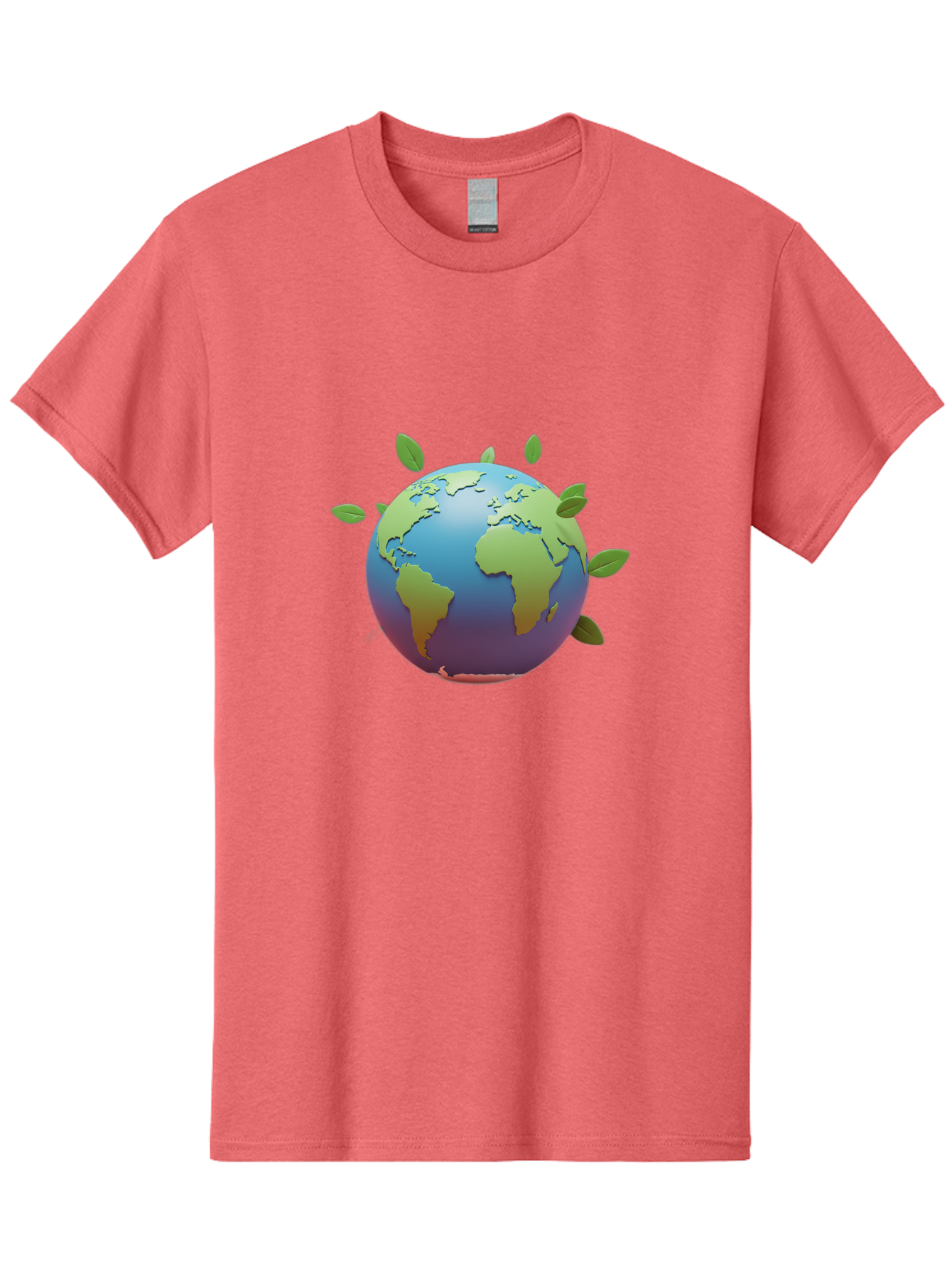 Globe-With-Leaves Men'S Graphic Tee, 100% Cotton, Comfortable Casual Summer Wear, Machine Washable, Globe With Leaves, Eco Friendly, Environmental Awareness, Green Earth, Sustainable Living, Eco Consciousness, World Unity Baa759