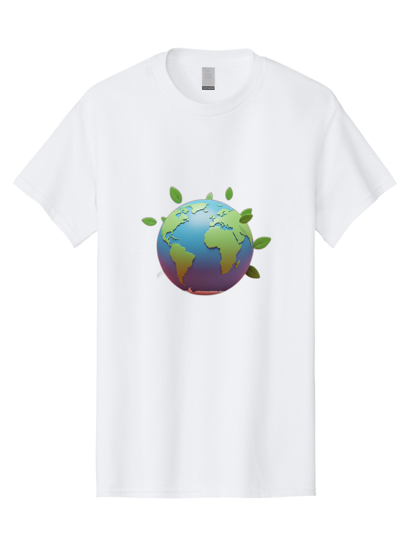 Globe-With-Leaves Men'S Graphic Tee, 100% Cotton, Comfortable Casual Summer Wear, Machine Washable, Globe With Leaves, Eco Friendly, Environmental Awareness, Green Earth, Sustainable Living, Eco Consciousness, World Unity Baa759