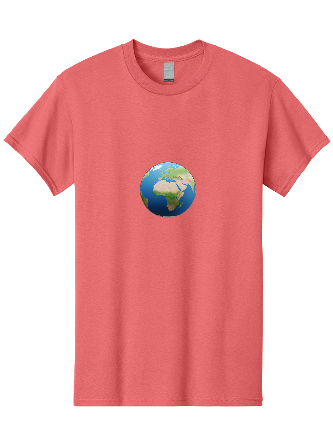 Globe Men'S Graphic Tee, 100% Cotton, Comfortable Casual Summer Wear, Machine Washable, Globe Showing Africa And Europe, World Map, Global View, International Geography, Planet Earth, Blue Oceans, Green Landmasses, 3D Rendering, Baa764