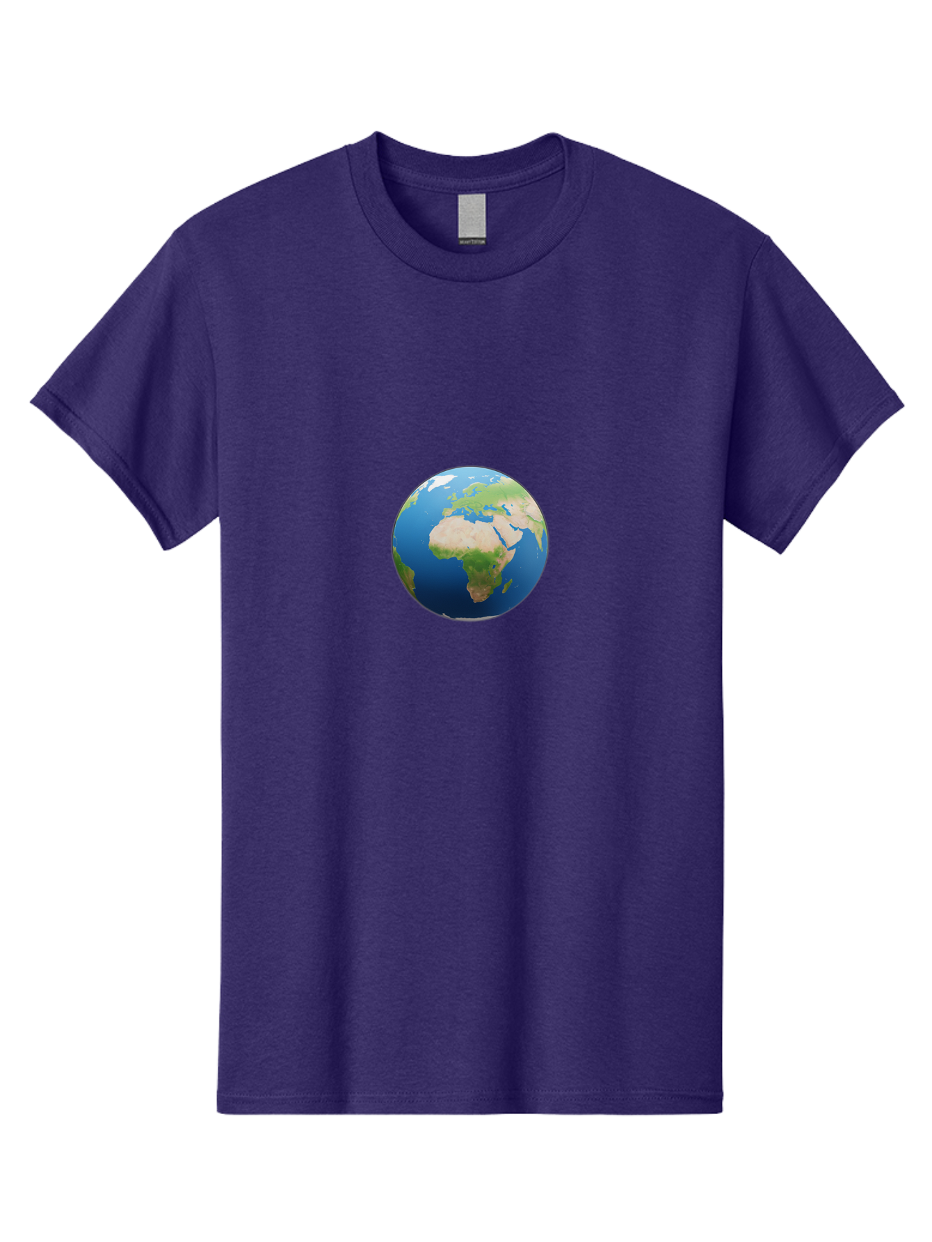 Globe Men'S Graphic Tee, 100% Cotton, Comfortable Casual Summer Wear, Machine Washable, Globe Showing Africa And Europe, World Map, Global View, International Geography, Planet Earth, Blue Oceans, Green Landmasses, 3D Rendering, Baa764