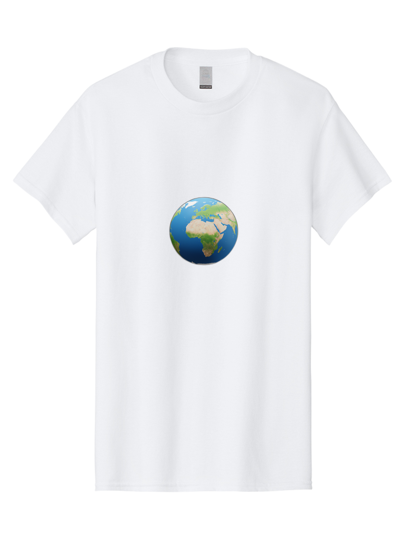 Globe Men'S Graphic Tee, 100% Cotton, Comfortable Casual Summer Wear, Machine Washable, Globe Showing Africa And Europe, World Map, Global View, International Geography, Planet Earth, Blue Oceans, Green Landmasses, 3D Rendering, Baa764