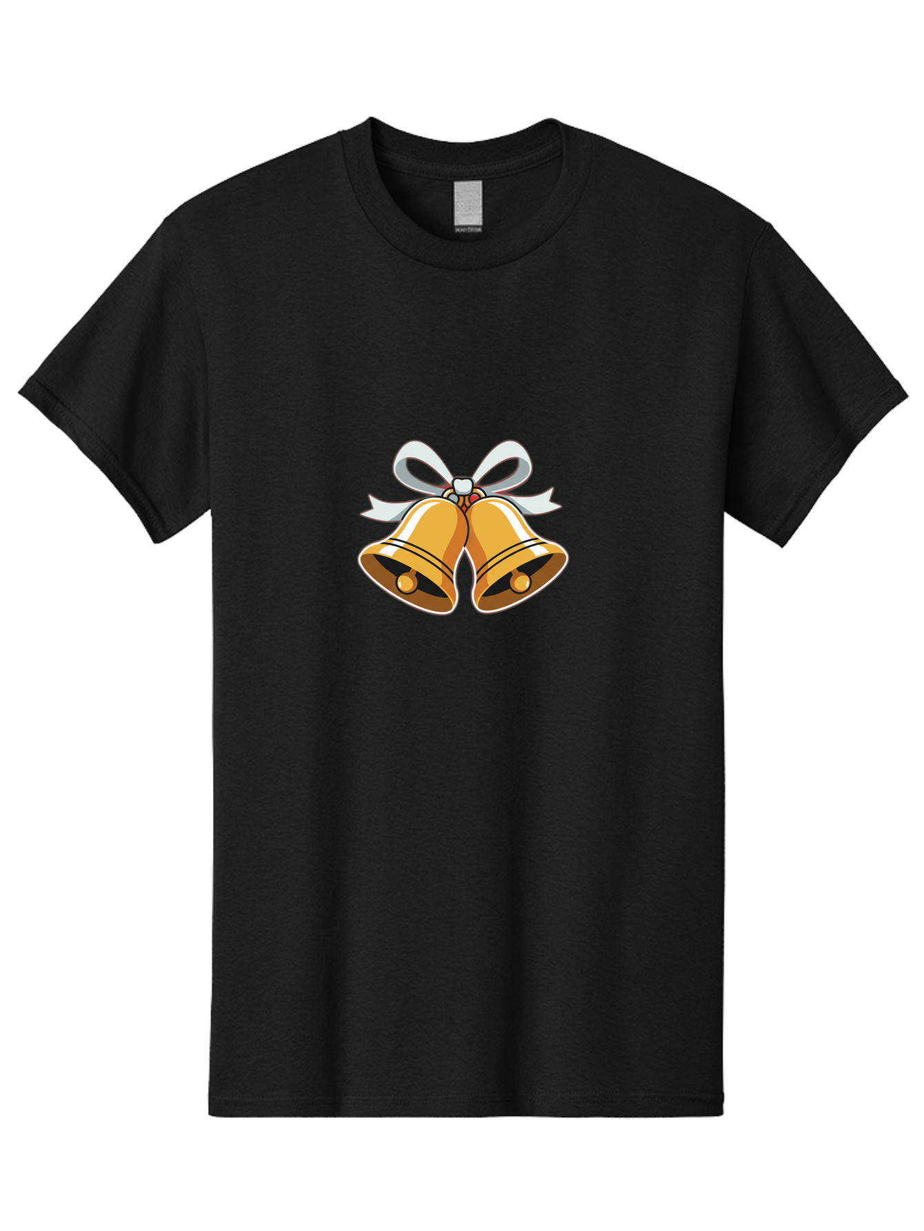 Golden-Bells-1 Men'S Graphic Tee, 100% Cotton, Comfortable Casual Summer Wear, Machine Washable, Golden Christmas Bells, Festive Decoration, Holiday Symbols, Shiny Bells, White Ribbon, Christmas Theme, Festive Atmosphere, Holiday Cheer, Baa768