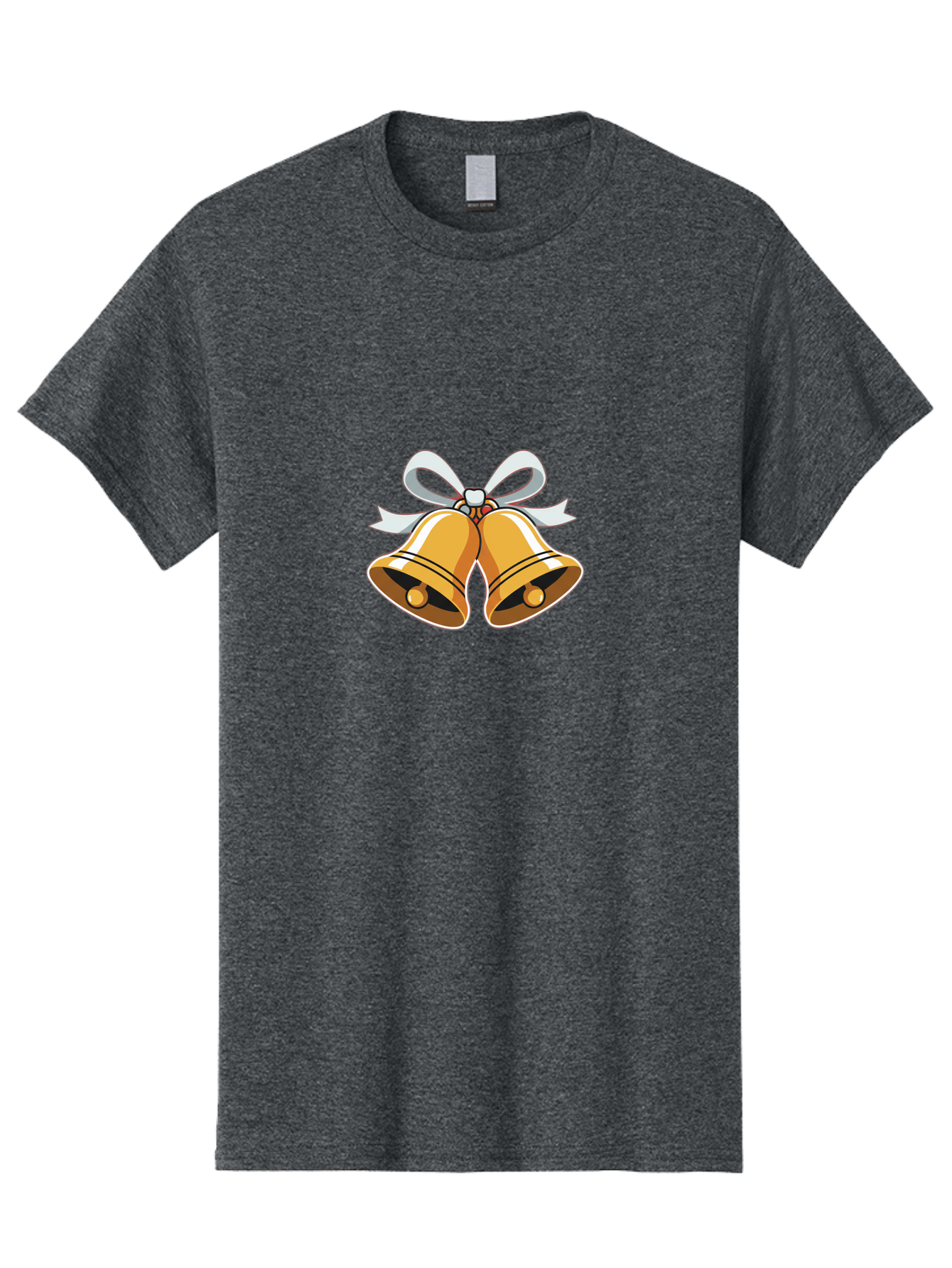 Golden-Bells-1 Men'S Graphic Tee, 100% Cotton, Comfortable Casual Summer Wear, Machine Washable, Golden Christmas Bells, Festive Decoration, Holiday Symbols, Shiny Bells, White Ribbon, Christmas Theme, Festive Atmosphere, Holiday Cheer, Baa768