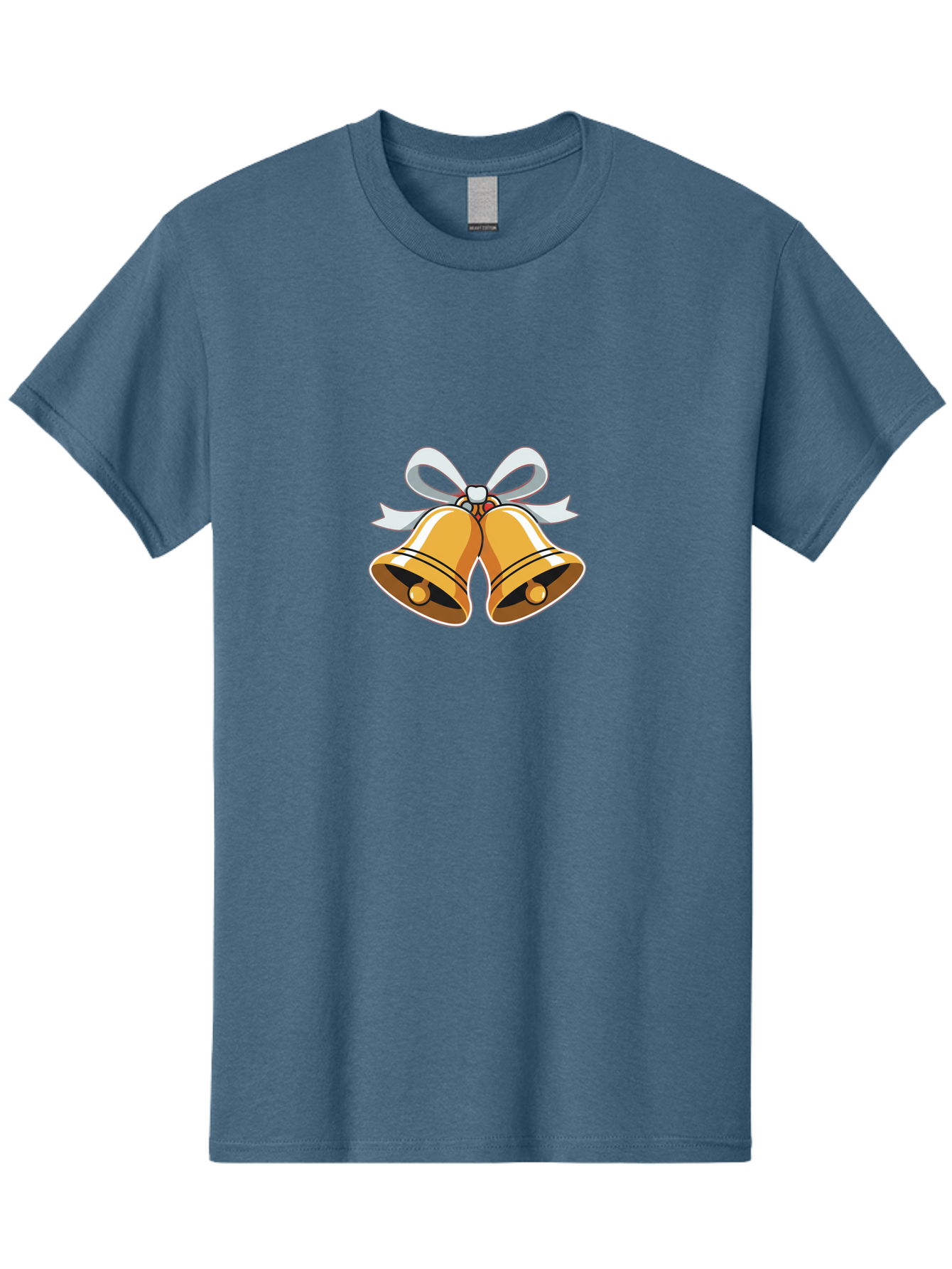 Golden-Bells-1 Men'S Graphic Tee, 100% Cotton, Comfortable Casual Summer Wear, Machine Washable, Golden Christmas Bells, Festive Decoration, Holiday Symbols, Shiny Bells, White Ribbon, Christmas Theme, Festive Atmosphere, Holiday Cheer, Baa768