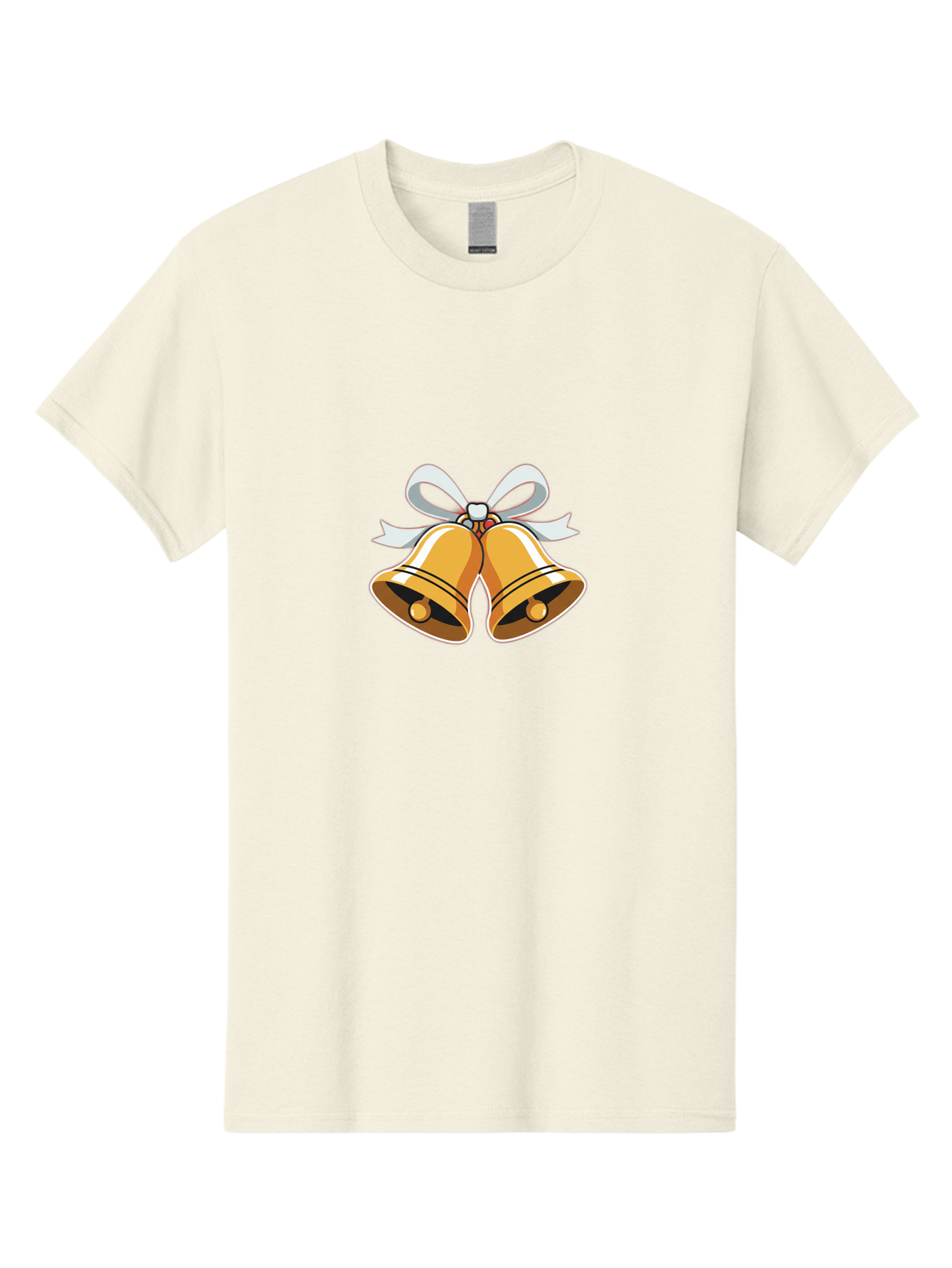 Golden-Bells-1 Men'S Graphic Tee, 100% Cotton, Comfortable Casual Summer Wear, Machine Washable, Golden Christmas Bells, Festive Decoration, Holiday Symbols, Shiny Bells, White Ribbon, Christmas Theme, Festive Atmosphere, Holiday Cheer, Baa768