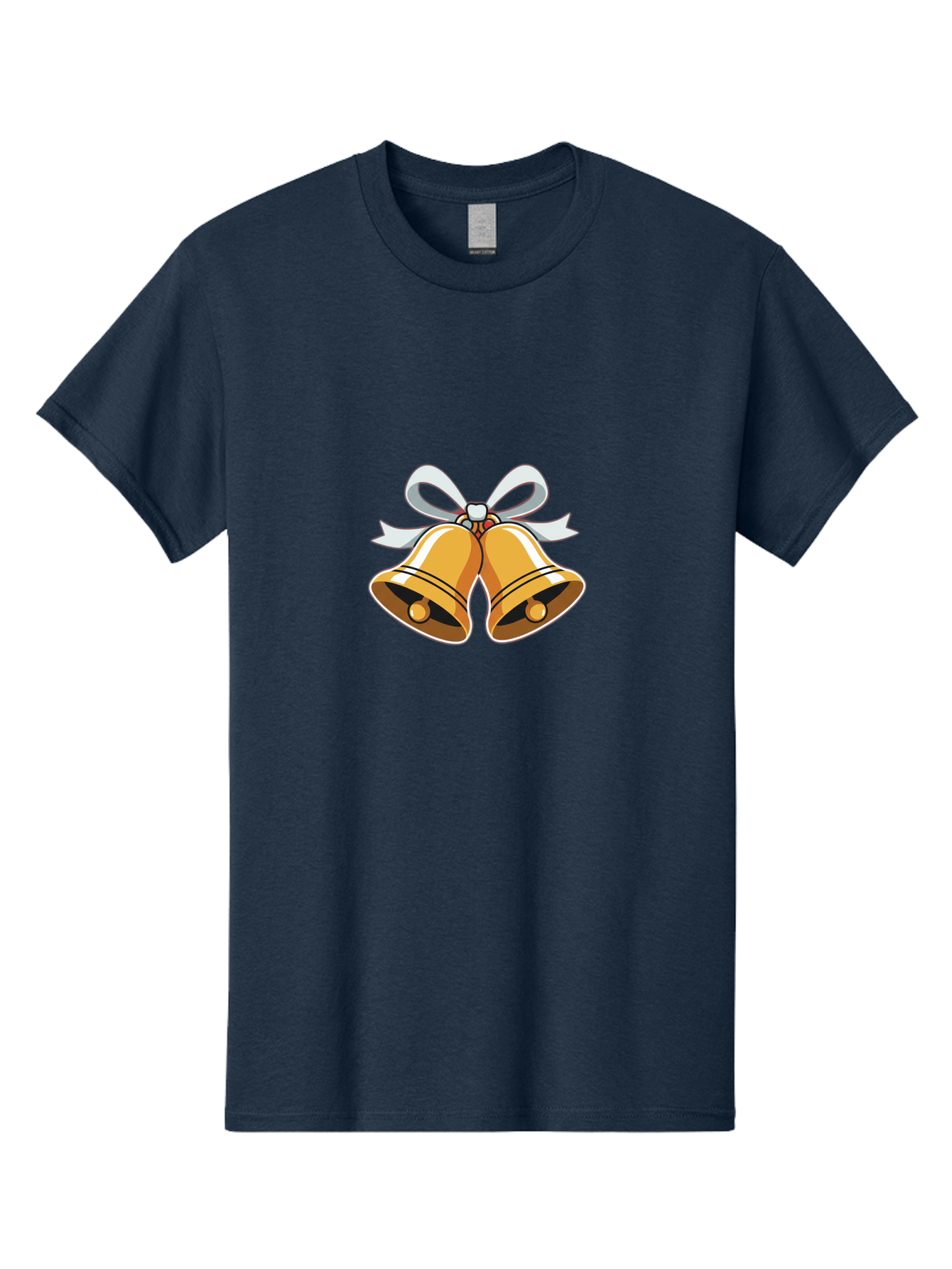 Golden-Bells-1 Men'S Graphic Tee, 100% Cotton, Comfortable Casual Summer Wear, Machine Washable, Golden Christmas Bells, Festive Decoration, Holiday Symbols, Shiny Bells, White Ribbon, Christmas Theme, Festive Atmosphere, Holiday Cheer, Baa768