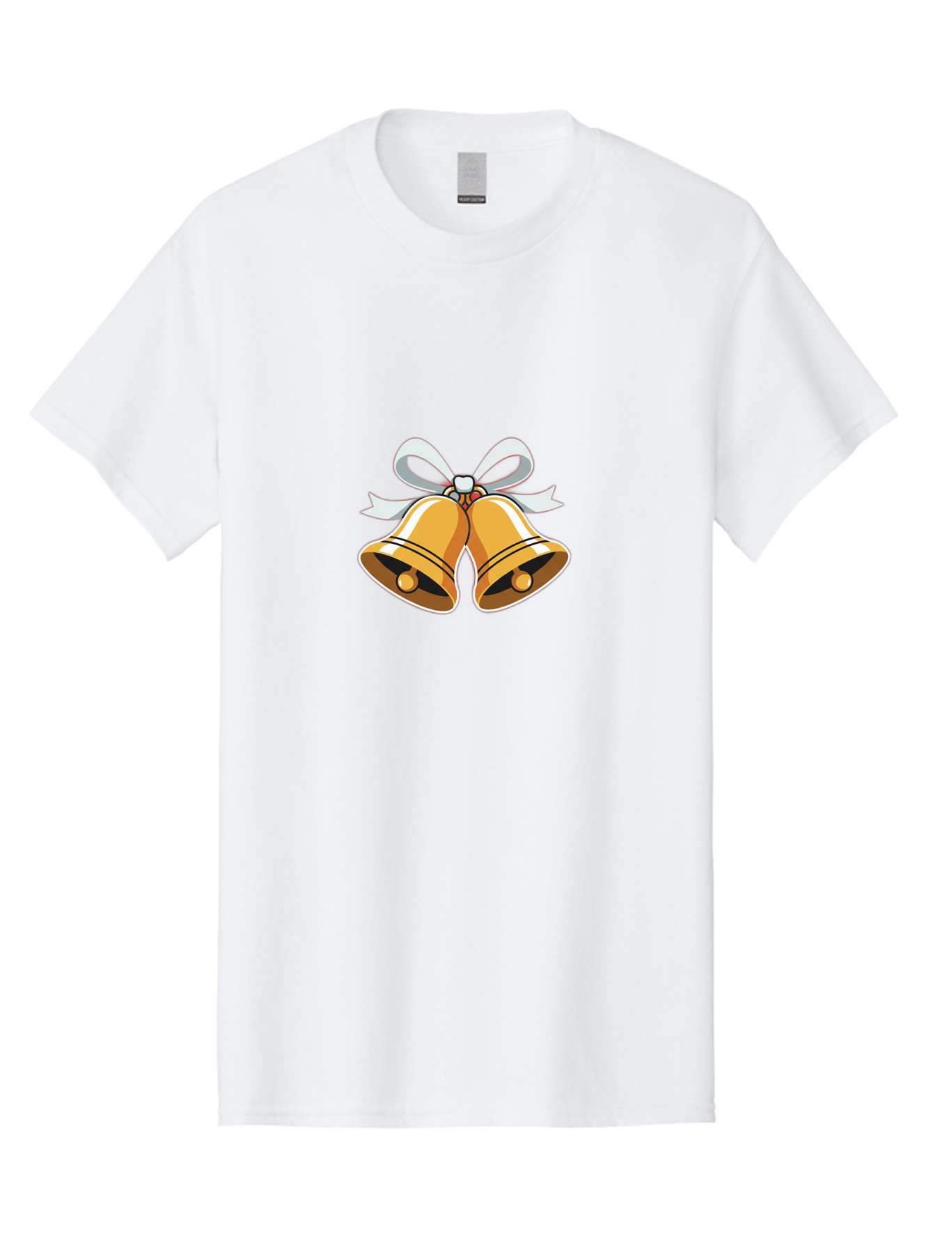 Golden-Bells-1 Men'S Graphic Tee, 100% Cotton, Comfortable Casual Summer Wear, Machine Washable, Golden Christmas Bells, Festive Decoration, Holiday Symbols, Shiny Bells, White Ribbon, Christmas Theme, Festive Atmosphere, Holiday Cheer, Baa768