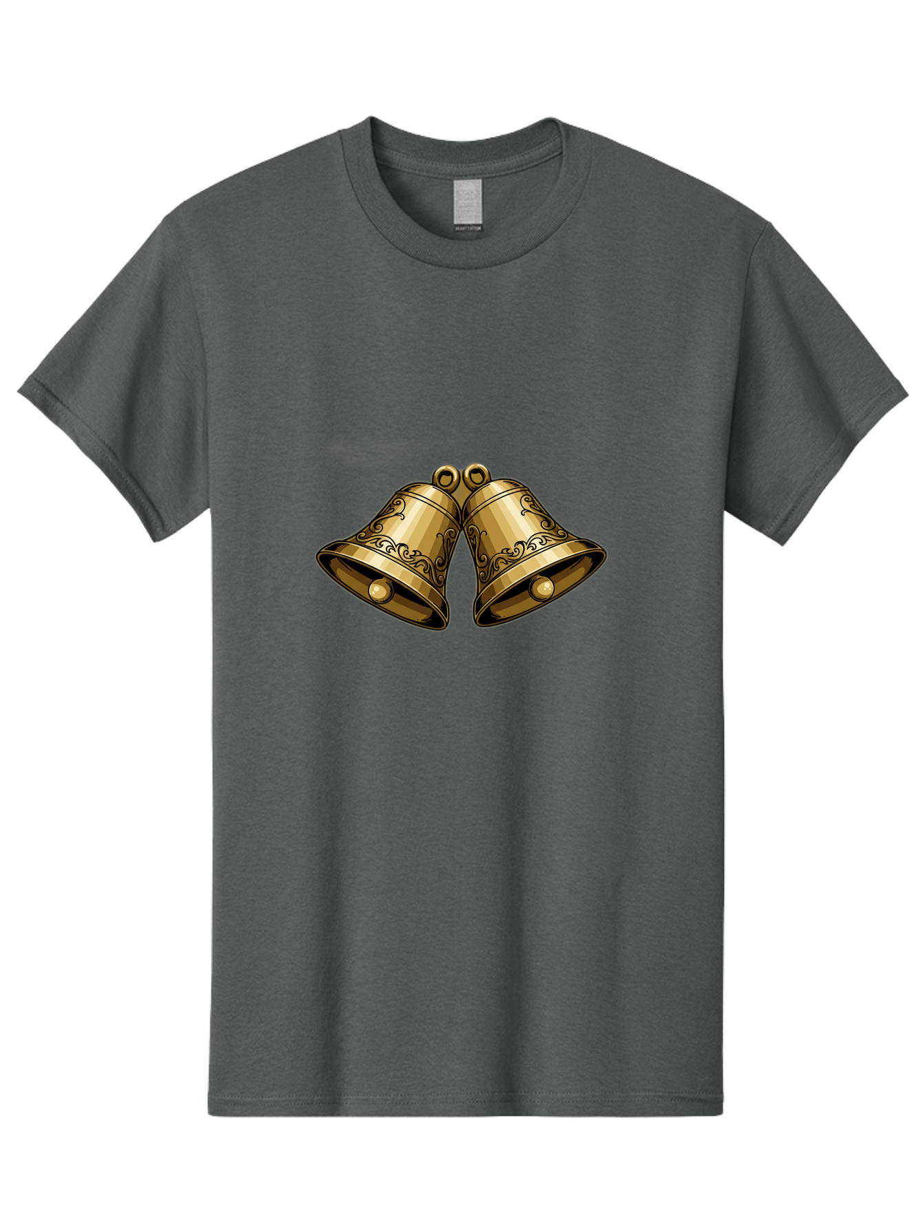 Golden-Bells-2 Men'S Graphic Tee, 100% Cotton, Comfortable Casual Summer Wear, Machine Washable, Golden Bells, Decorative Bells, Ornate Design, Festive Decor, Holiday Decorations, Vintage Style, Luxurious Feel, Celebratory Atmosphere Baa769