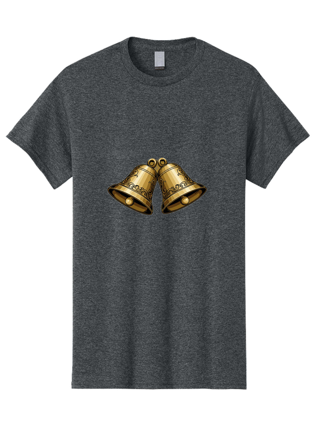 Golden-Bells-2 Men'S Graphic Tee, 100% Cotton, Comfortable Casual Summer Wear, Machine Washable, Golden Bells, Decorative Bells, Ornate Design, Festive Decor, Holiday Decorations, Vintage Style, Luxurious Feel, Celebratory Atmosphere Baa769