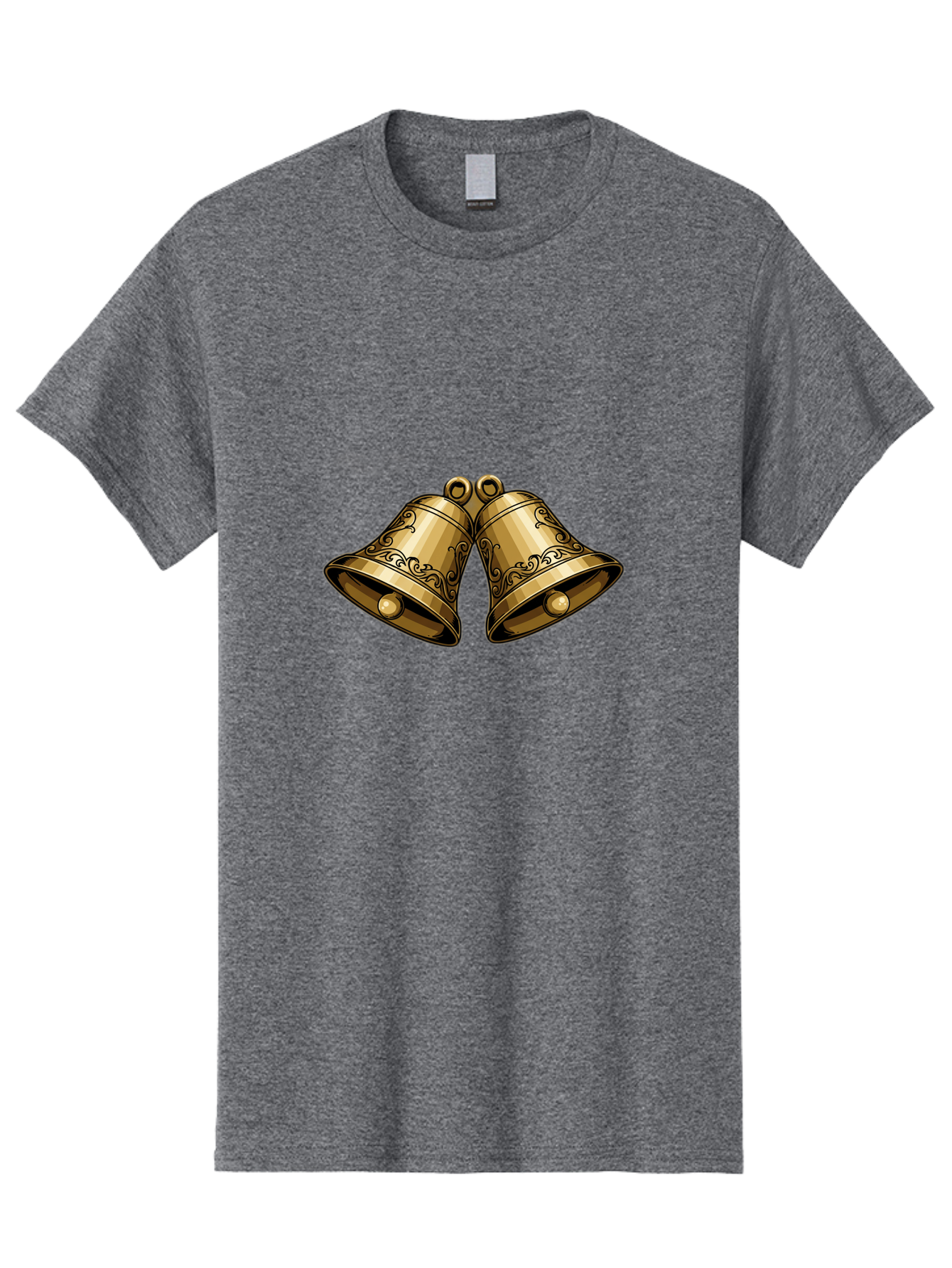 Golden-Bells-2 Men'S Graphic Tee, 100% Cotton, Comfortable Casual Summer Wear, Machine Washable, Golden Bells, Decorative Bells, Ornate Design, Festive Decor, Holiday Decorations, Vintage Style, Luxurious Feel, Celebratory Atmosphere Baa769